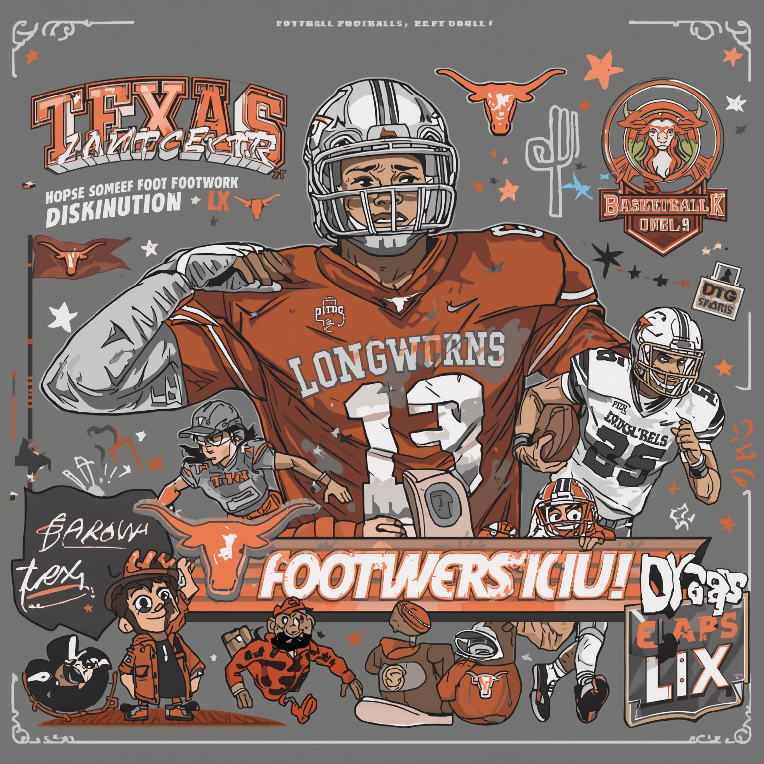 Hoops Commits and QB Footwork Revolution - painting of Texas Longhorns football,basketball venue