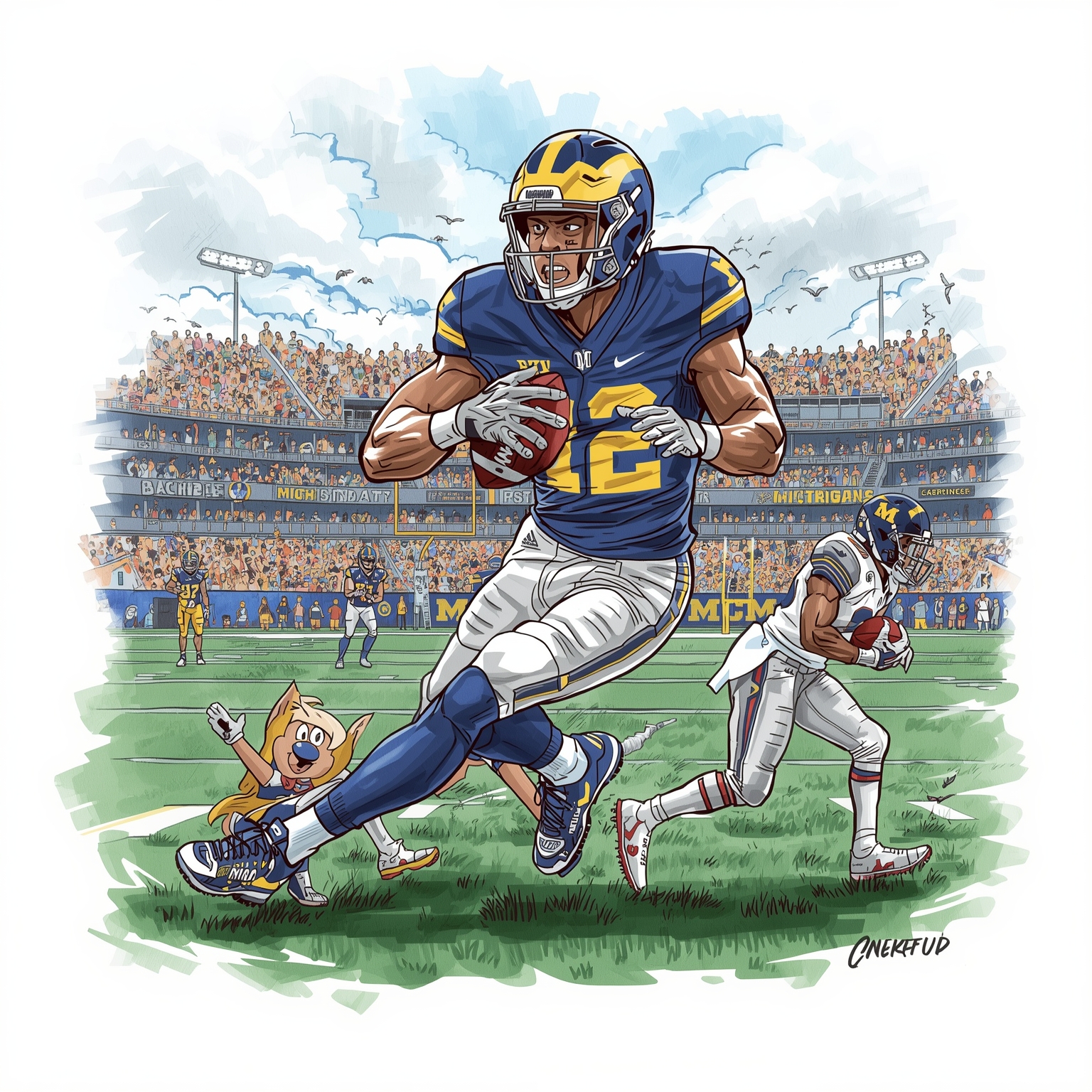 Injuries Strike, Freshman Flourishes for Michigan - painting of Michigan Wolverines football venue