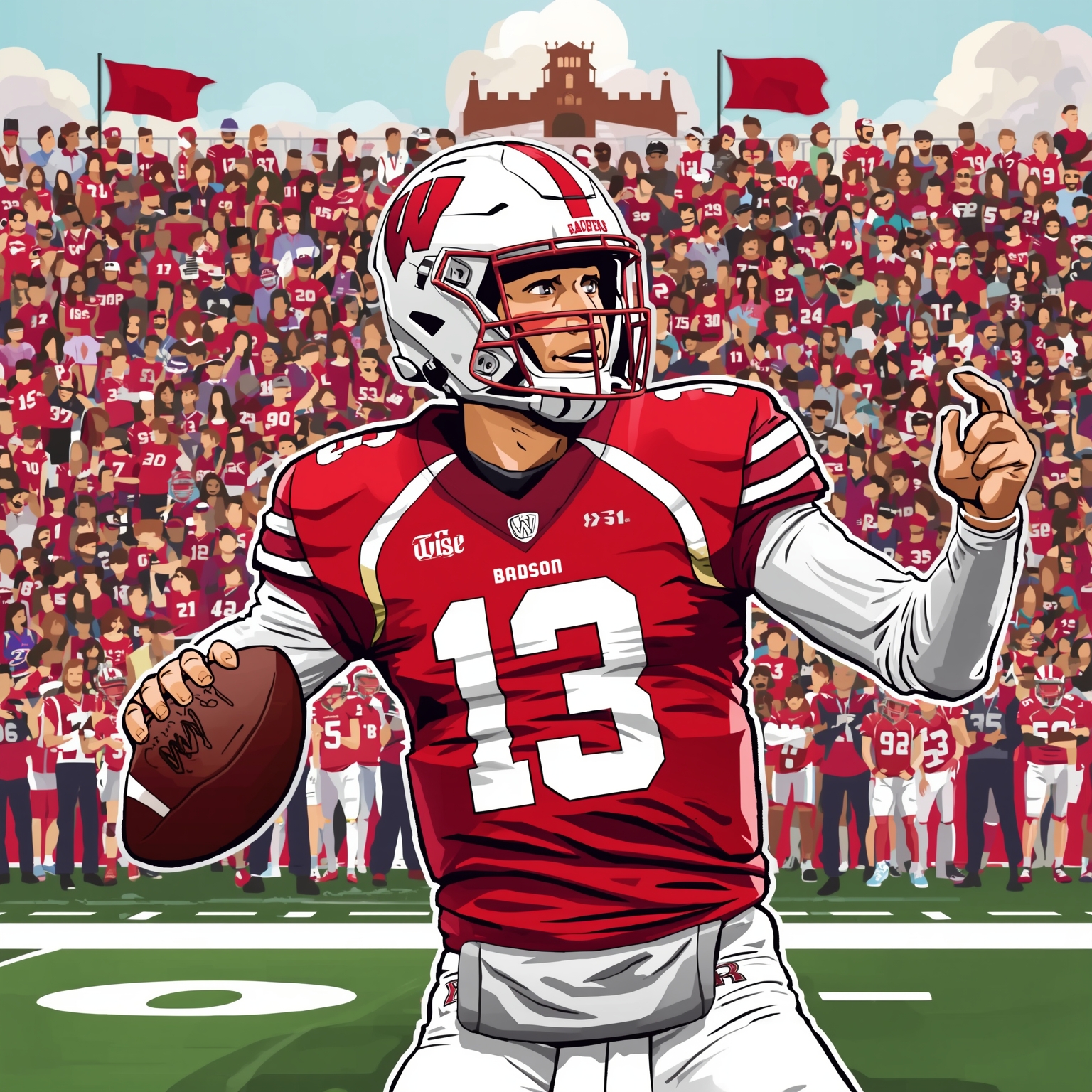 Badgers Bet on Freshman QB and Ex-Tight End's Revenge - painting of Wisconsin Badgers football venue
