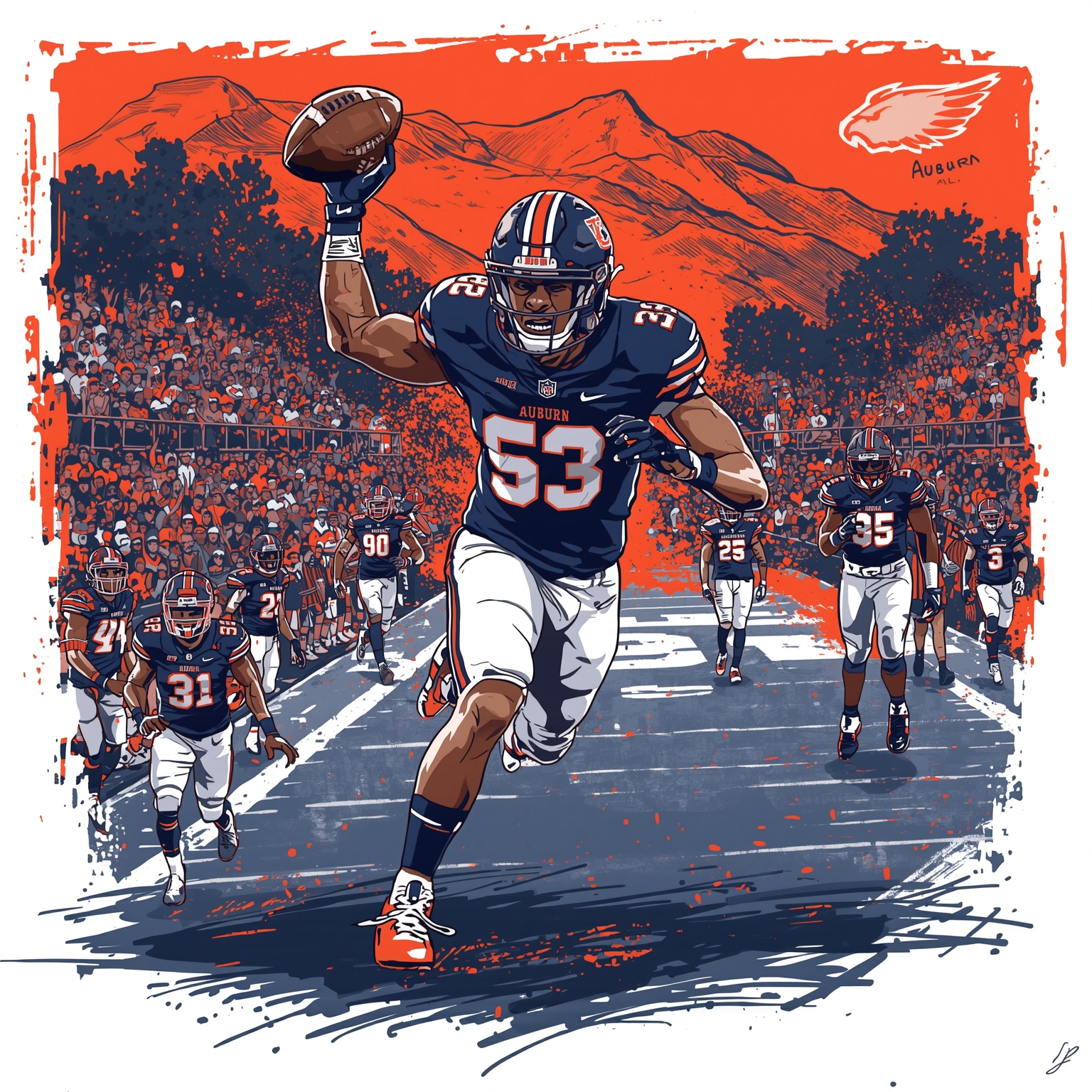 Auburn Tigers: Spoiler Role and Veteran’s Comeback - painting of Auburn Tigers football, basketball venue