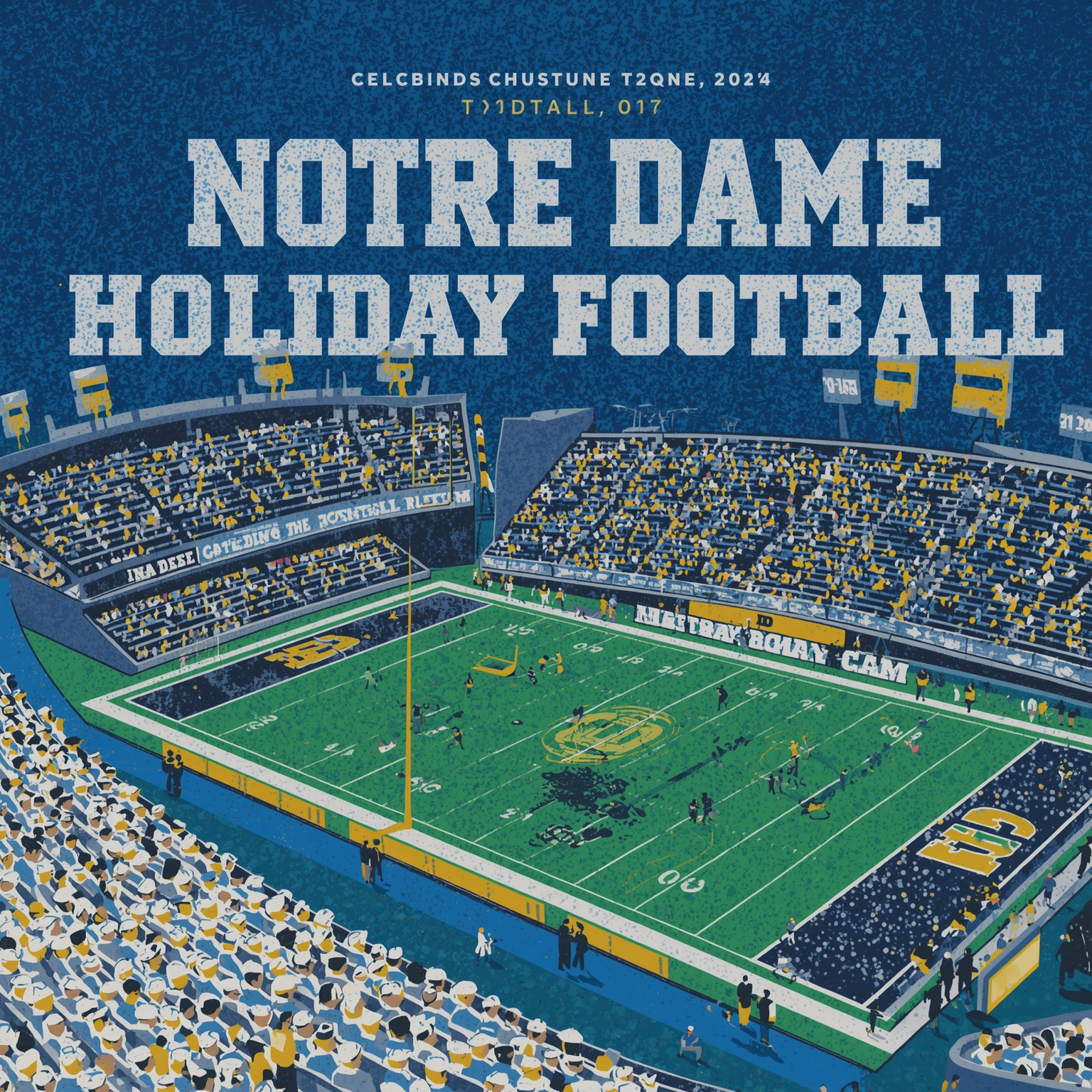 Notre Dame’s Holiday Football: Late Kickoff & Big Spread - painting of Notre Dame Fighting Irish football venue