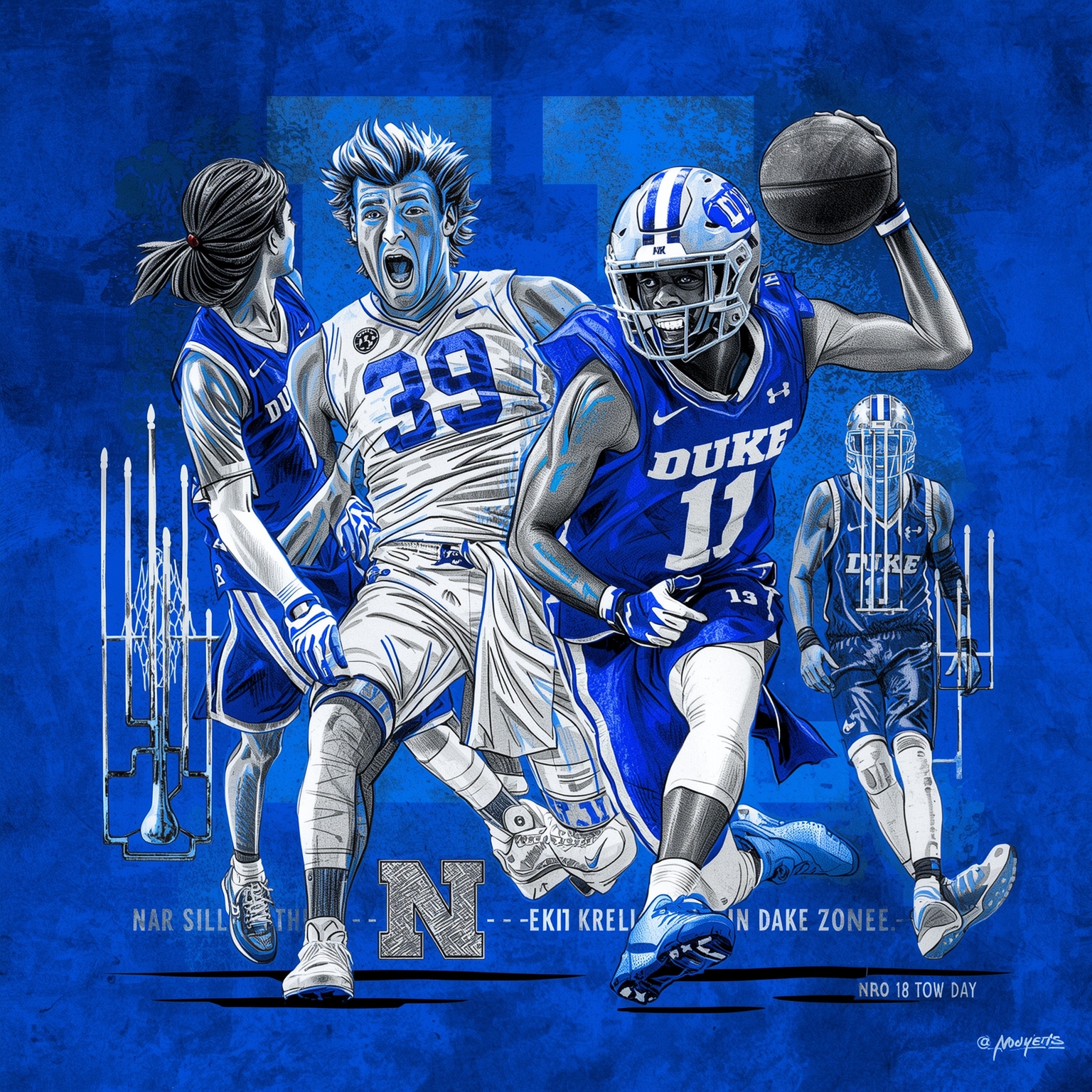 Injuries & Excuses: Duke’s Latest Sports Drama - painting of Duke Blue Devils basketball,football venue