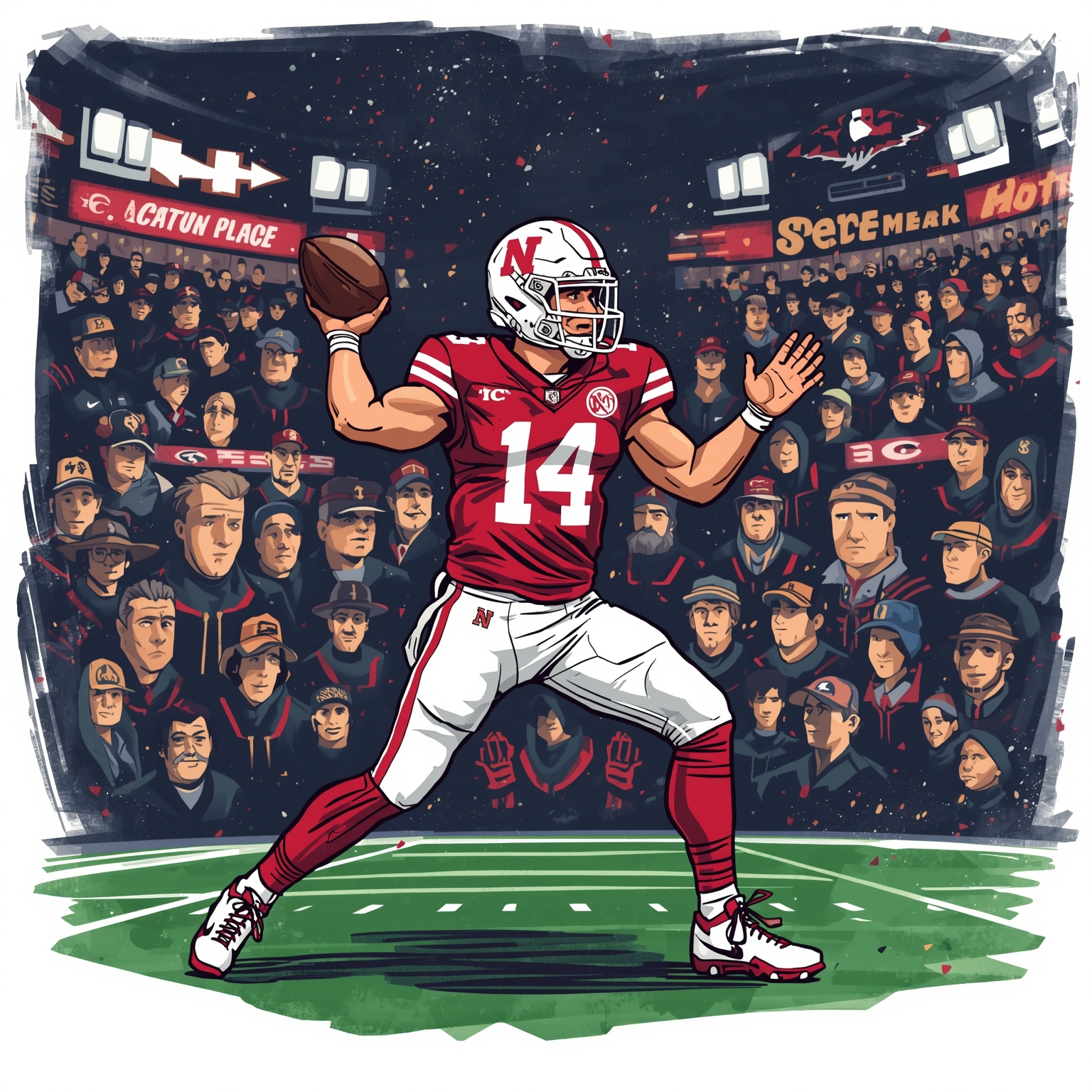 Nebraska Football: QB Future Meets Penn State Showdown - painting of Nebraska Cornhuskers football venue