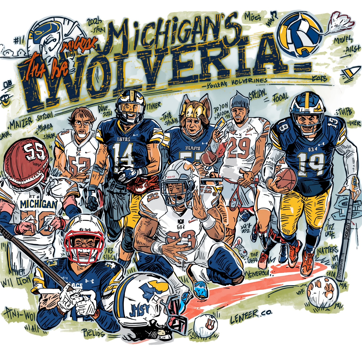 Michigan’s CFP Hopes and Hoops Lineup Drama - painting of Michigan Wolverines football, basketball venue