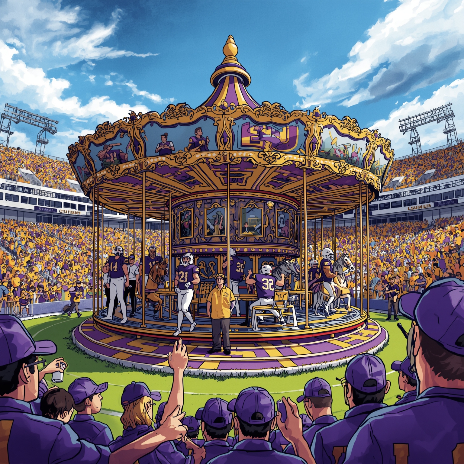 Lane Kiffin’s Coaching Carousel Sparks LSU Drama - painting of LSU Tigers football venue