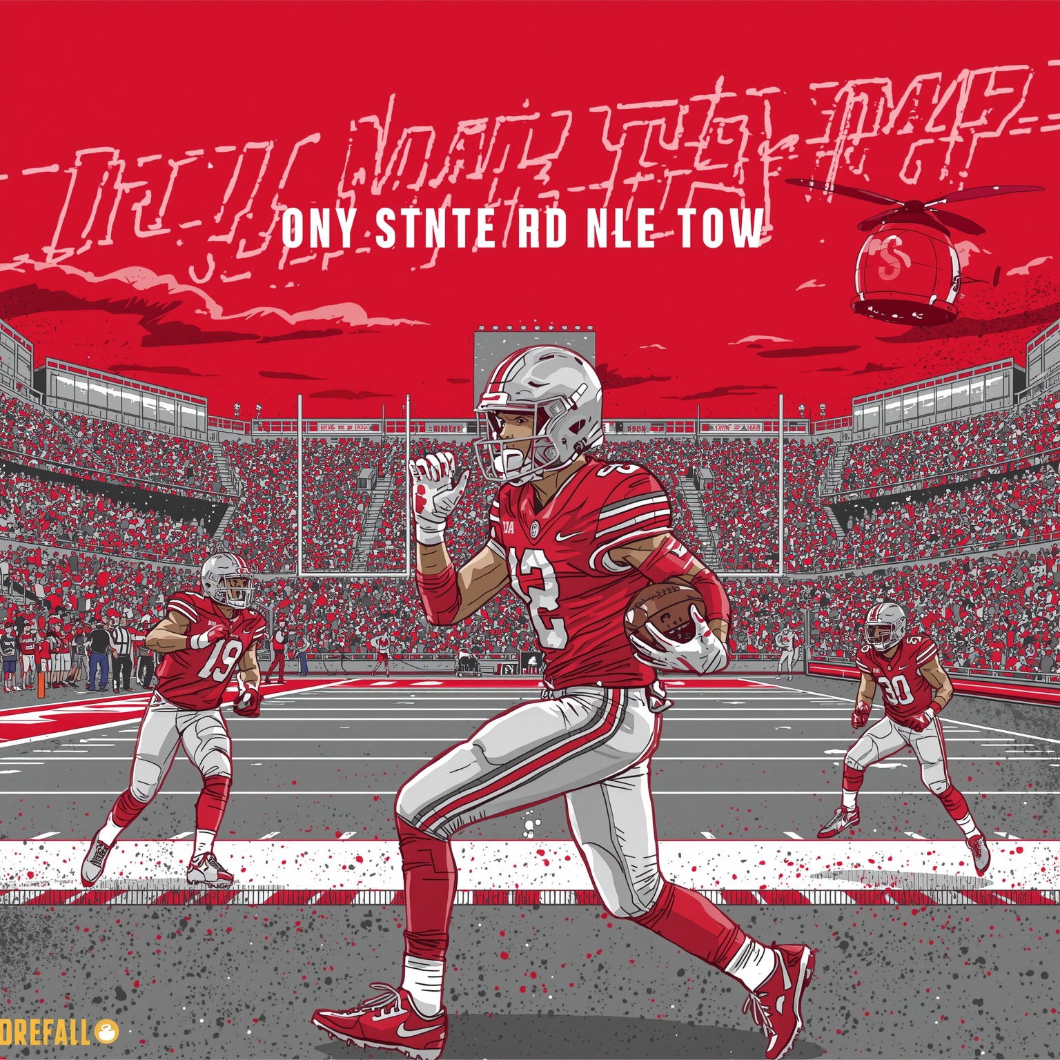 Buckeyes: Breakout RB and Coach's Adversity Prep - painting of Ohio State Buckeyes football venue
