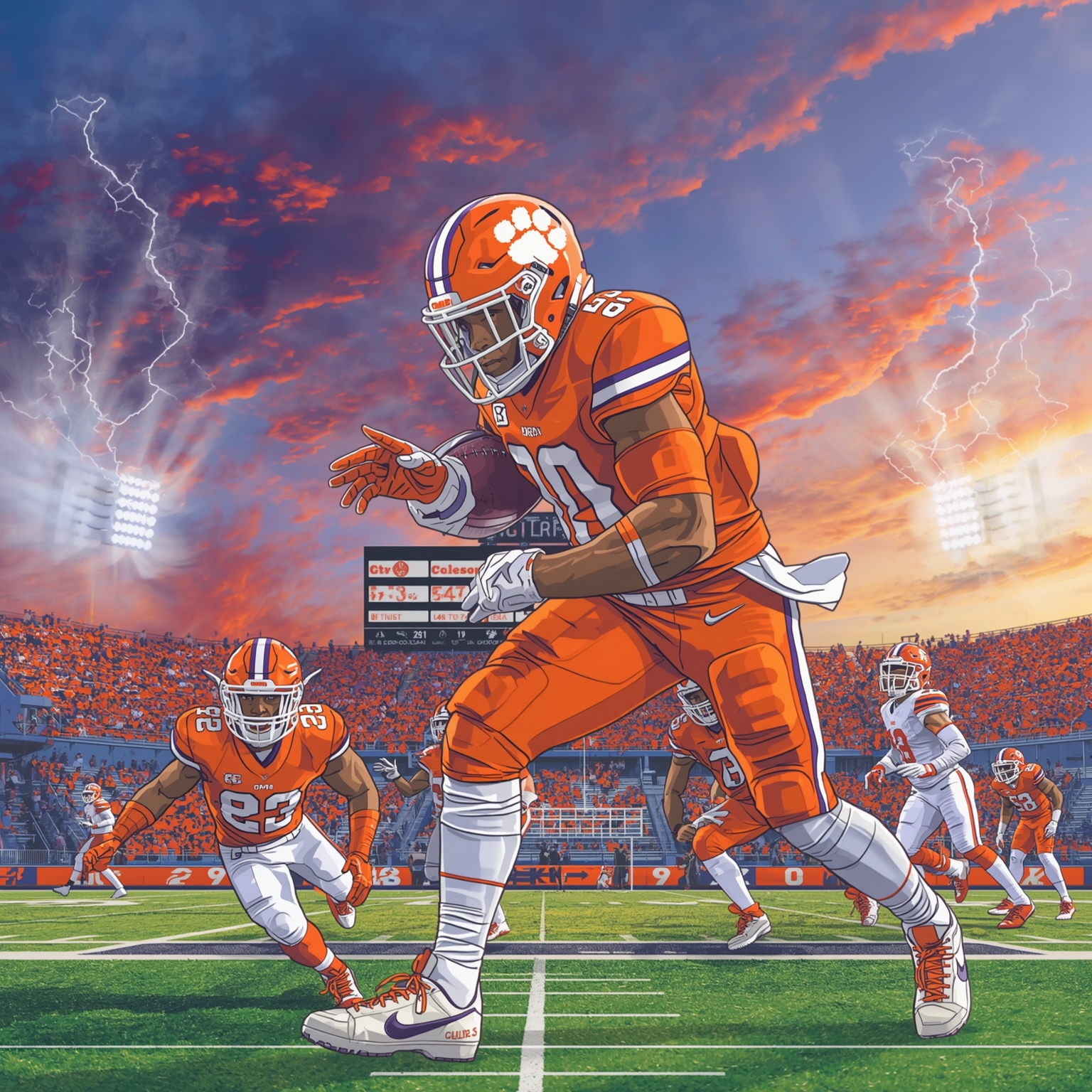 Clemson’s Woes: Furman Threats and Bench-Warmed Star - painting of Clemson Tigers football venue
