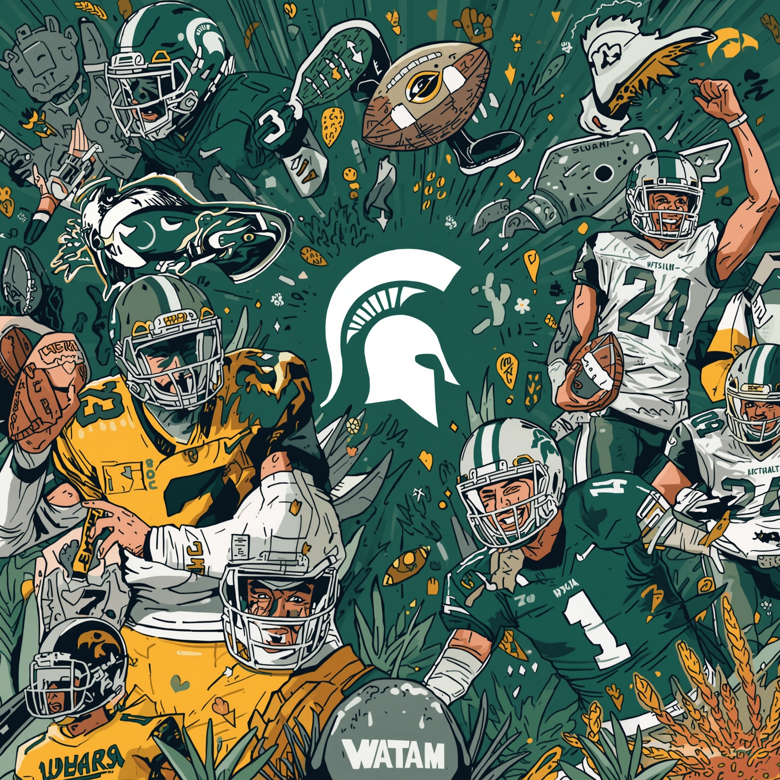 MSU’s Rossi and Matthews Preview Hawkeye Showdown - painting of Michigan State Spartans football venue