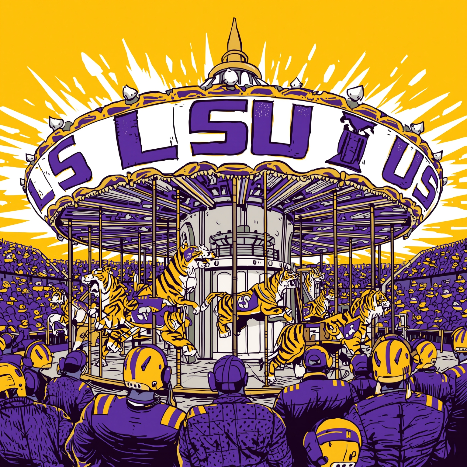 LSU's Coaching Carousel: Kiffin Stakes & Tigers Hunt - painting of LSU Tigers football venue
