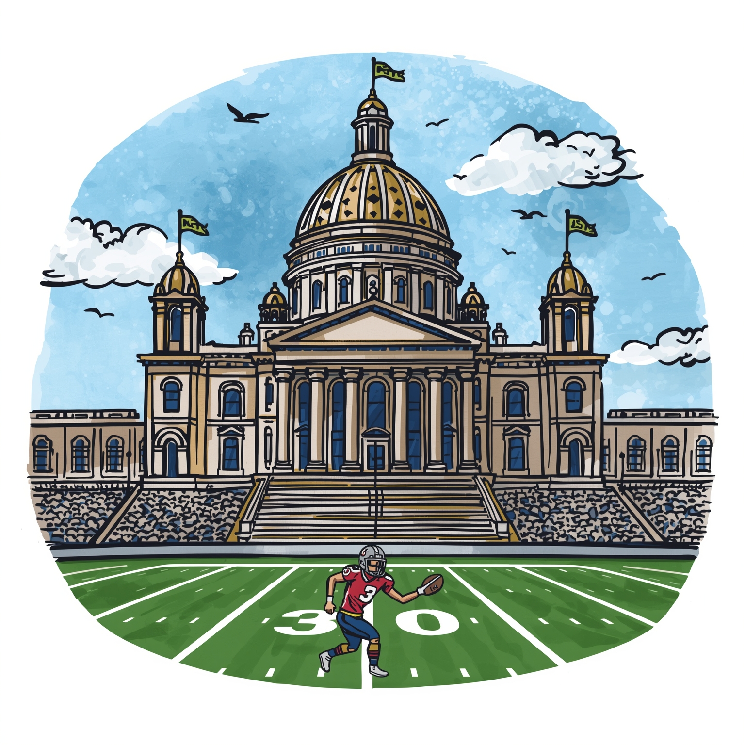 Notre Dame’s Title Hopes: Praise and Pitfalls - painting of Notre Dame Fighting Irish football venue
