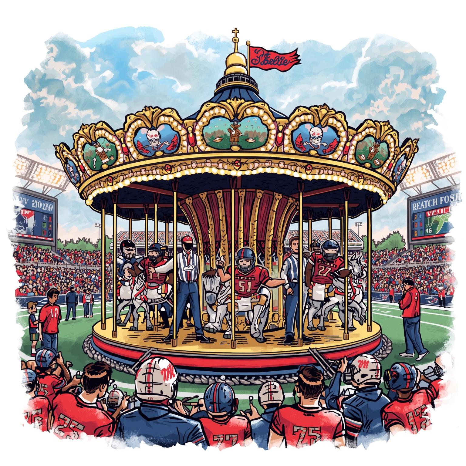 Kiffin’s Coaching Carousel Ignites Ole Miss Drama - painting of Ole Miss Rebels football venue