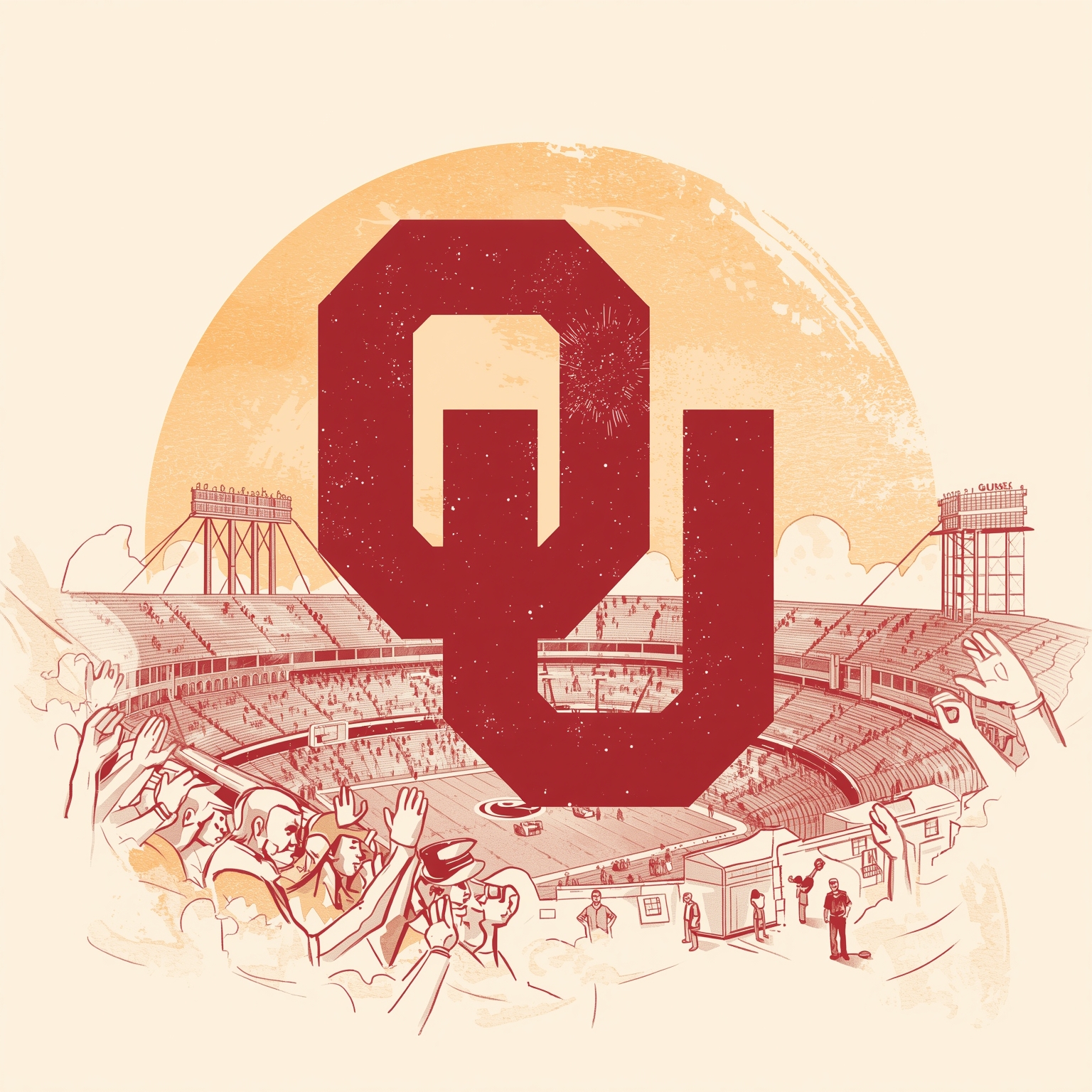 Oklahoma Football: Stadium Makeover & Coaching Face-Off - painting of Oklahoma Sooners football venue