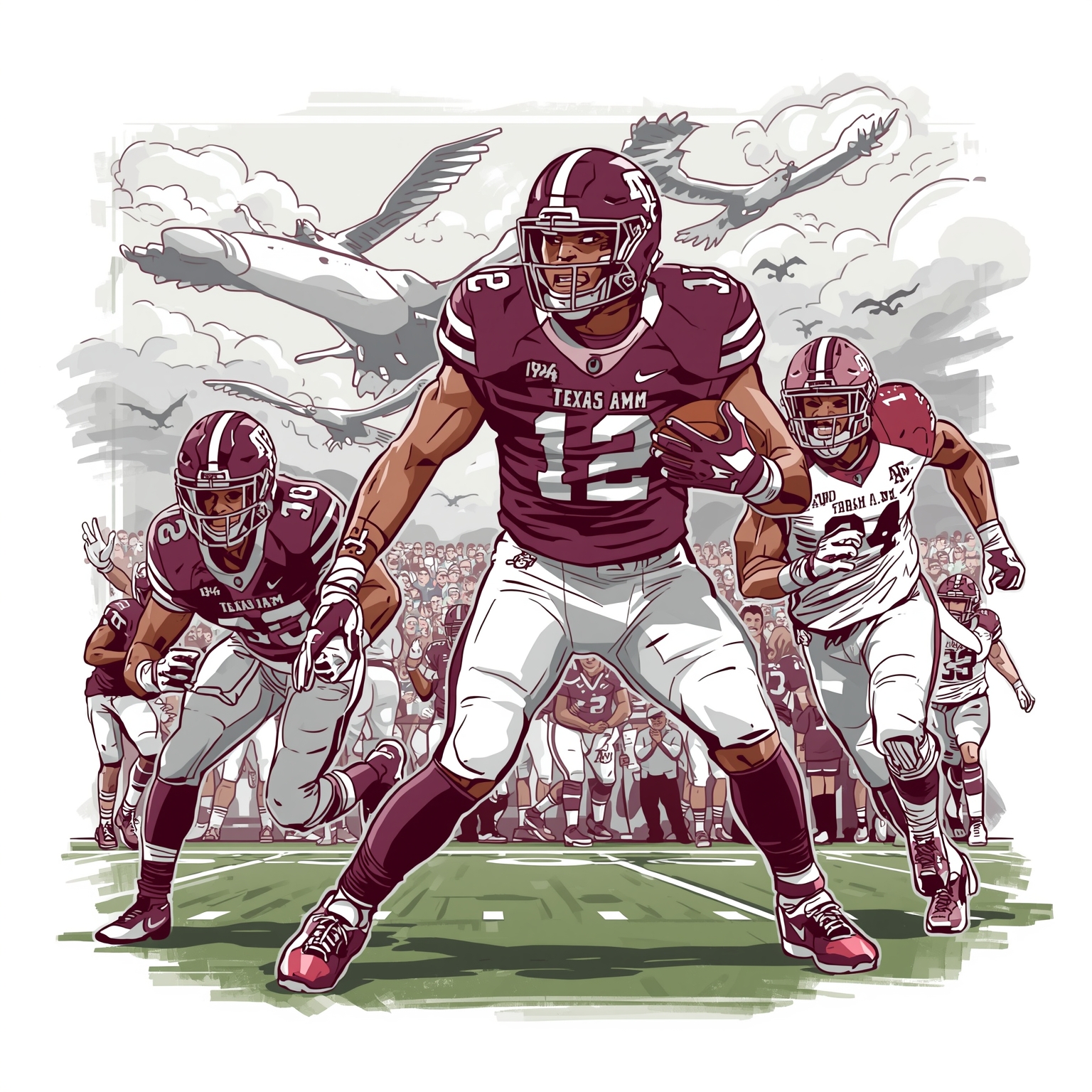 Aggies Clash with Samford: Key Players and Homecoming - painting of Texas A&M Aggies football venue