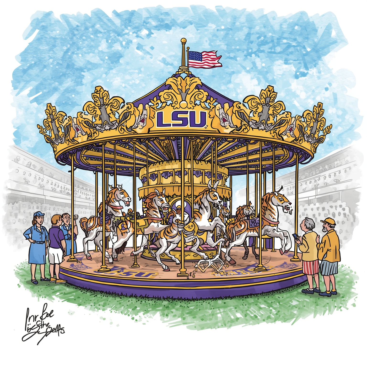 LSU's Coaching Carousel: Kiffin, Bets and Plan B's - painting of LSU Tigers football venue