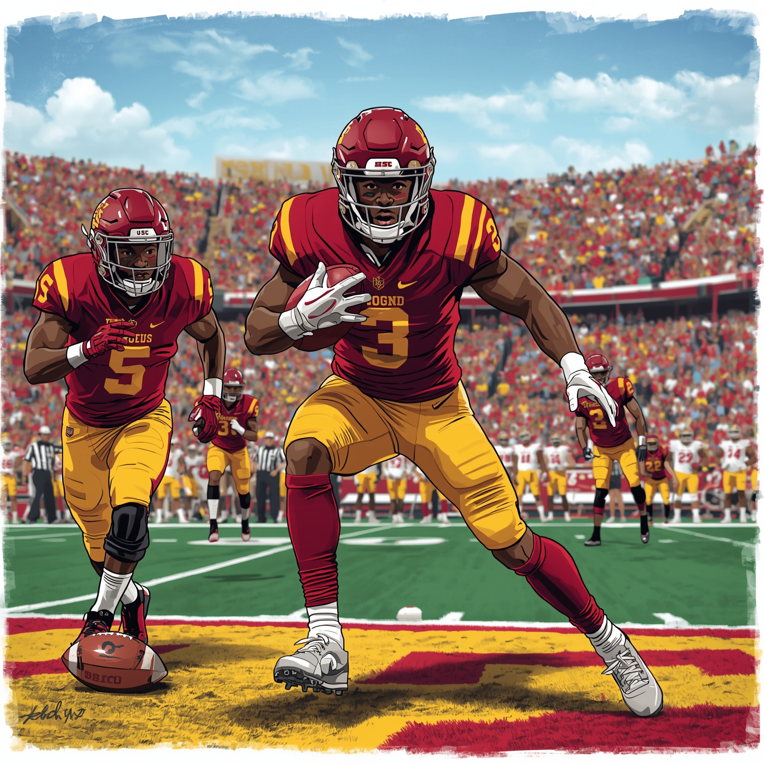 Trojans’ Tough Test: Injuries & Oregon’s Ground Game - painting of USC Trojans football venue