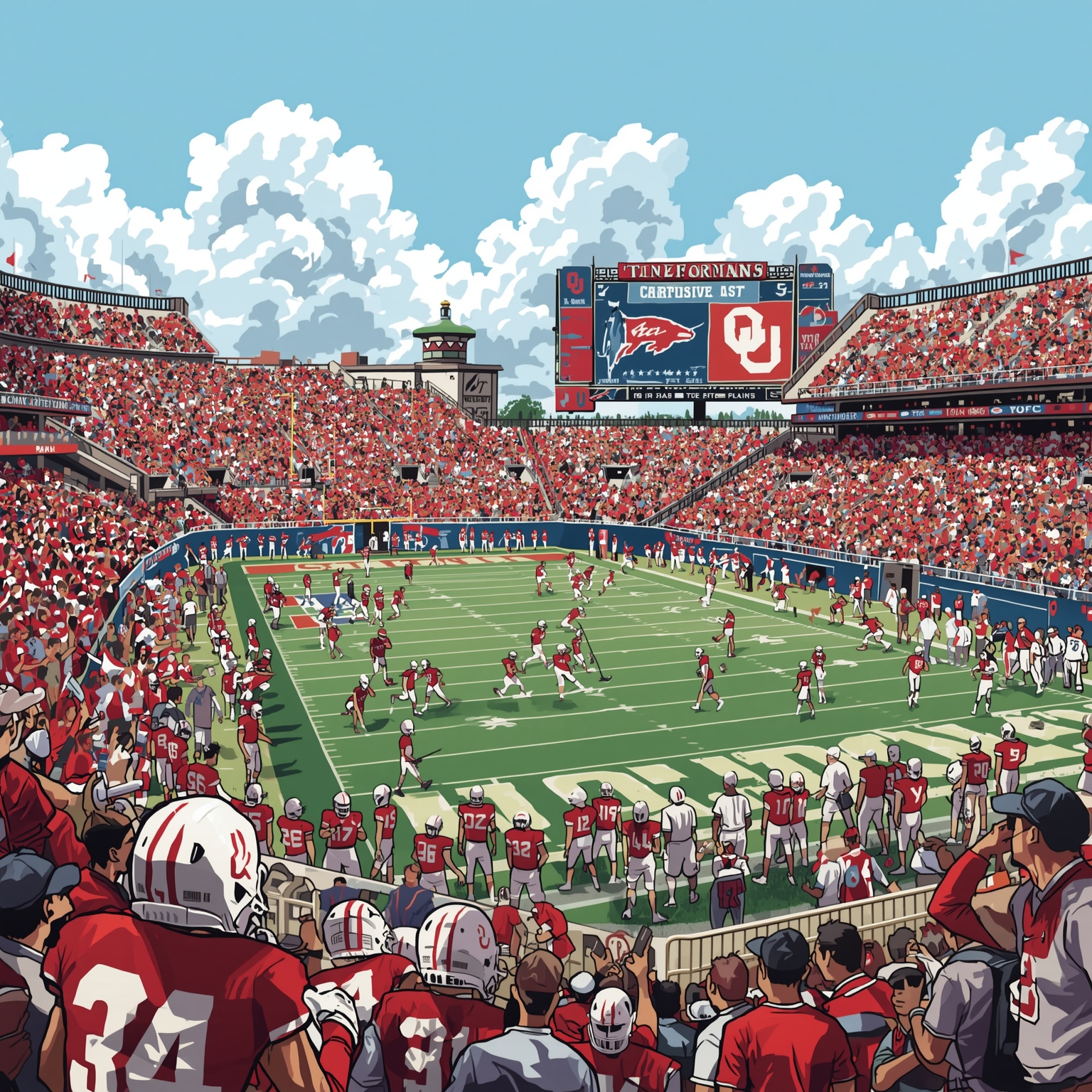 Sooners' Offense Woes vs. Playoff Poll Positions - painting of Oklahoma Sooners football venue