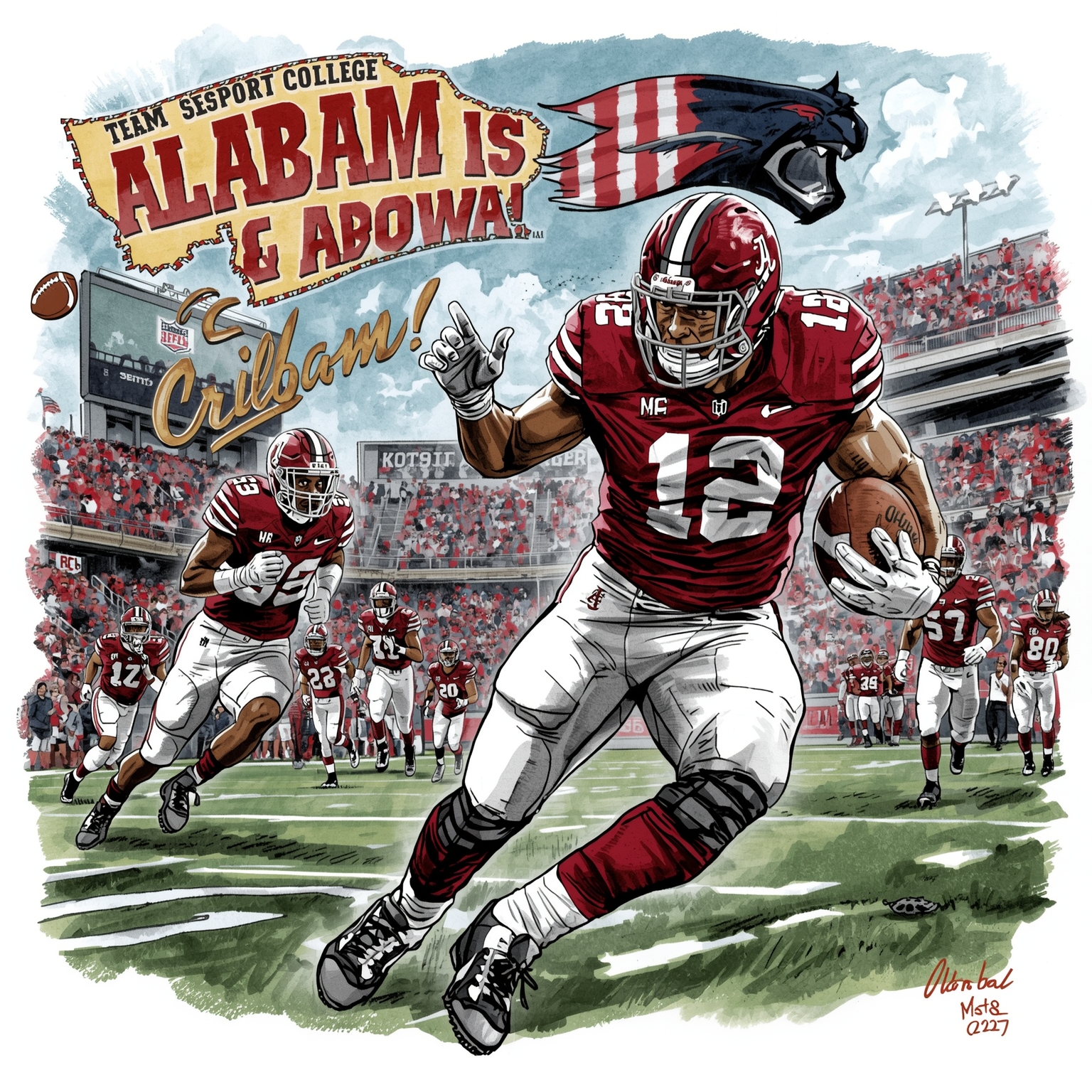 Rising TEs & Alabama’s Poll Predicament - painting of Alabama Crimson Tide football venue