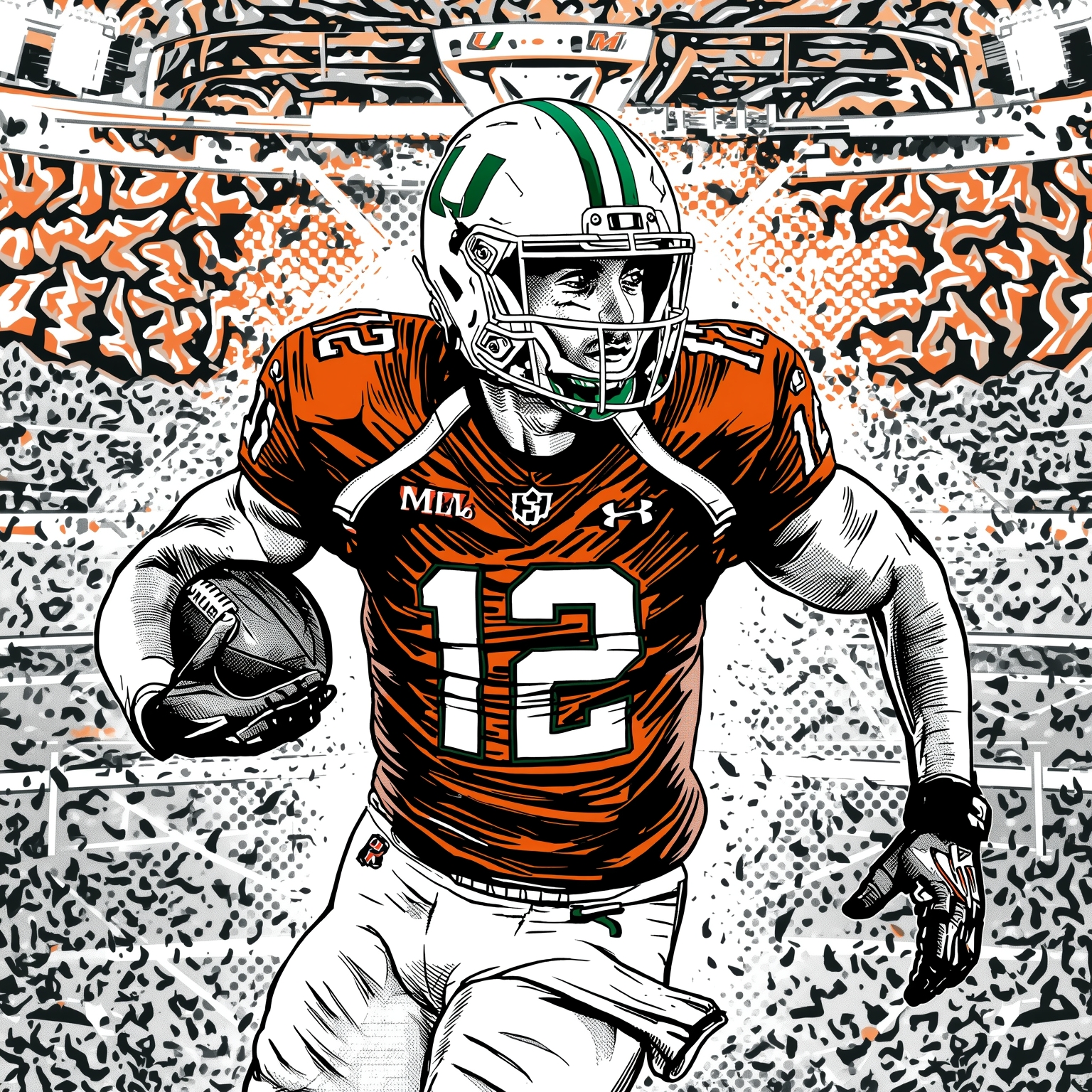 Cristobal Debriefs Win and Canes’ Final Showdown - painting of Miami Hurricanes football venue