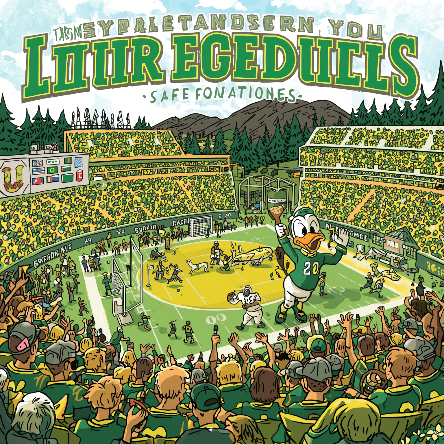Dan Lanning’s Rumor Shutdown and Ankle Revelations - painting of Oregon Ducks football venue