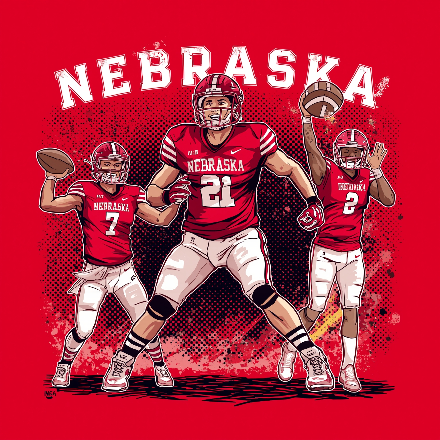Husker Stars Shine From Court to Gridiron Rivalry - painting of Nebraska Cornhuskers volleyball, football venue