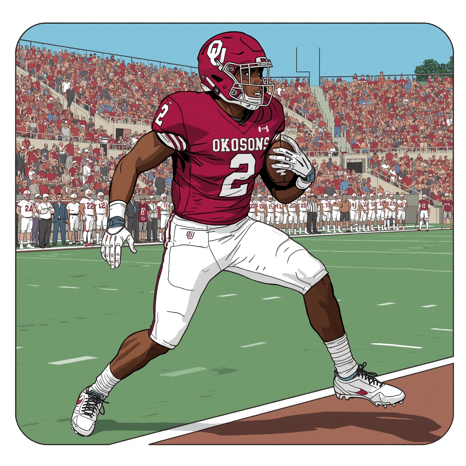 Sooners’ DL Williams Declares Title Intent - painting of Oklahoma Sooners football venue