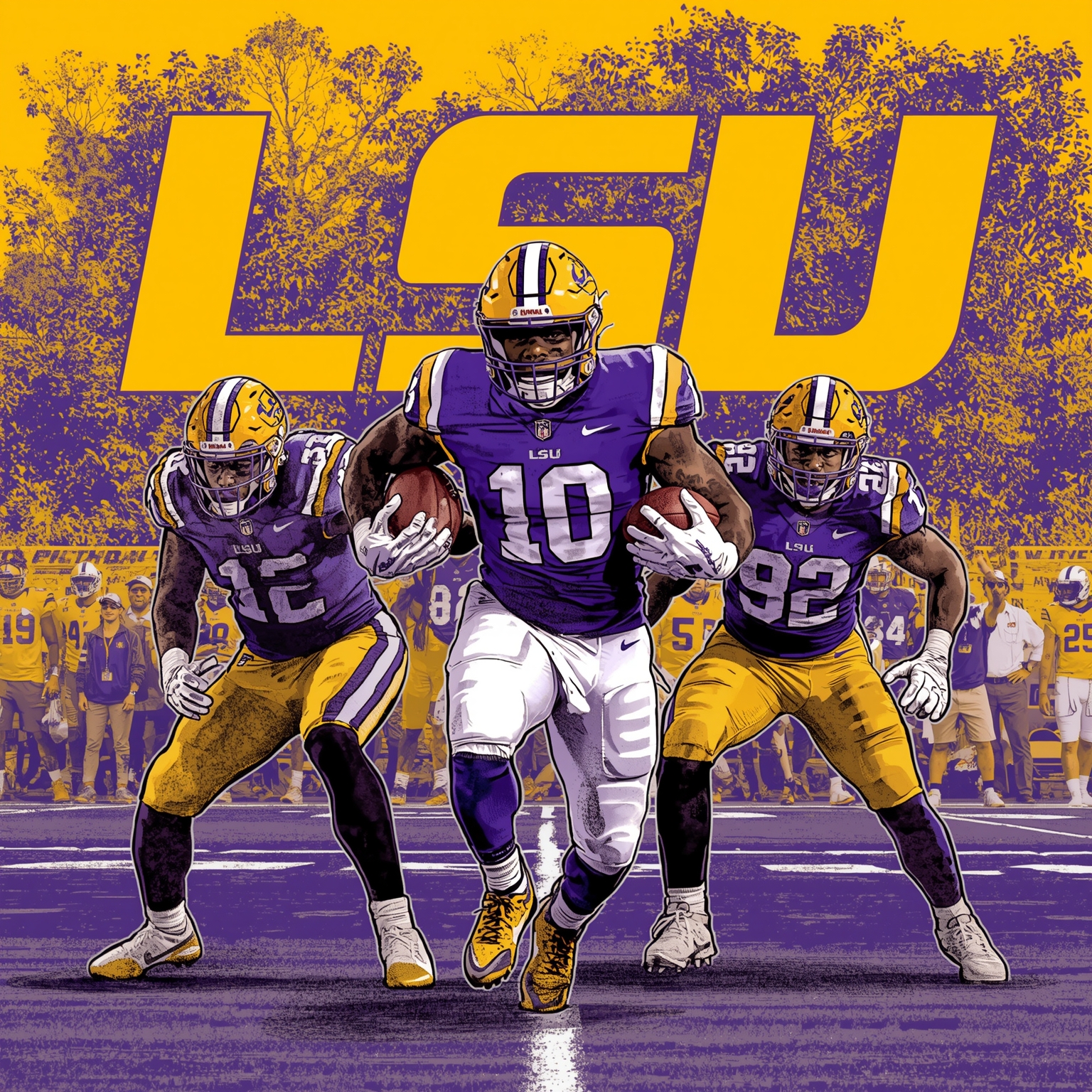 LSU SP+ Forecast and Kiffin’s Delay Drama - painting of LSU Tigers football venue