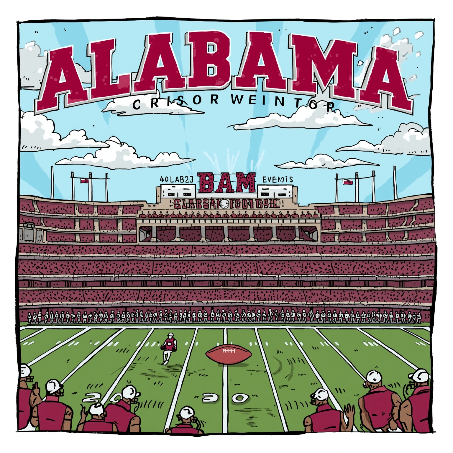 Alabama Football: From Thanksgiving Table to Rookie QB - painting of Alabama Crimson Tide football venue