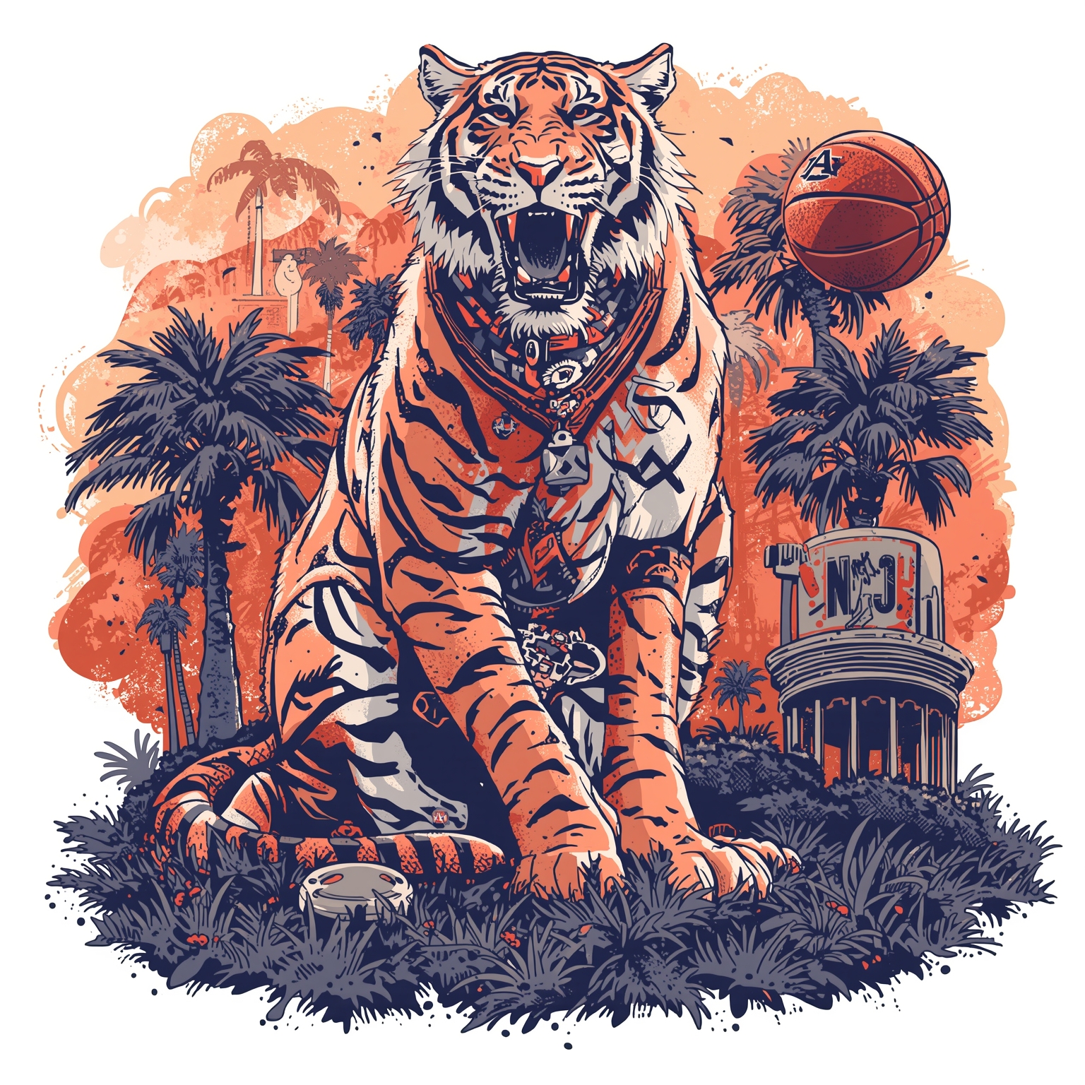 Auburn Tigers Humiliated by Michigan in Las Vegas - painting of Auburn Tigers basketball venue
