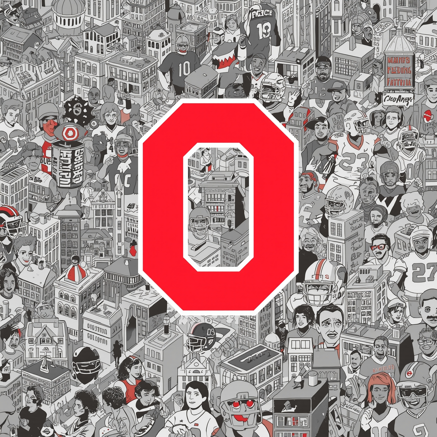 Buckeye Nation: Rivalries, Blowouts, and Changes - painting of Ohio State Buckeyes football, basketball venue