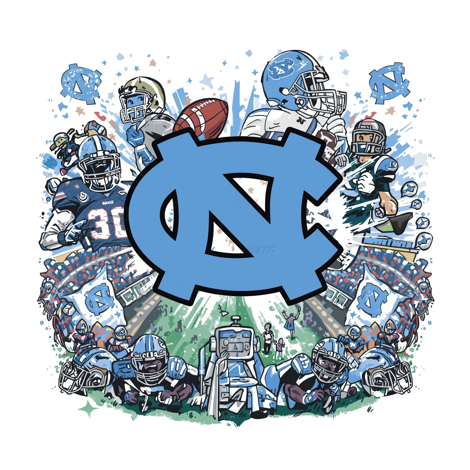 UNC Tar Heels Season Finale Focus & Game Takeaways - painting of North Carolina Tar Heels football,basketball venue