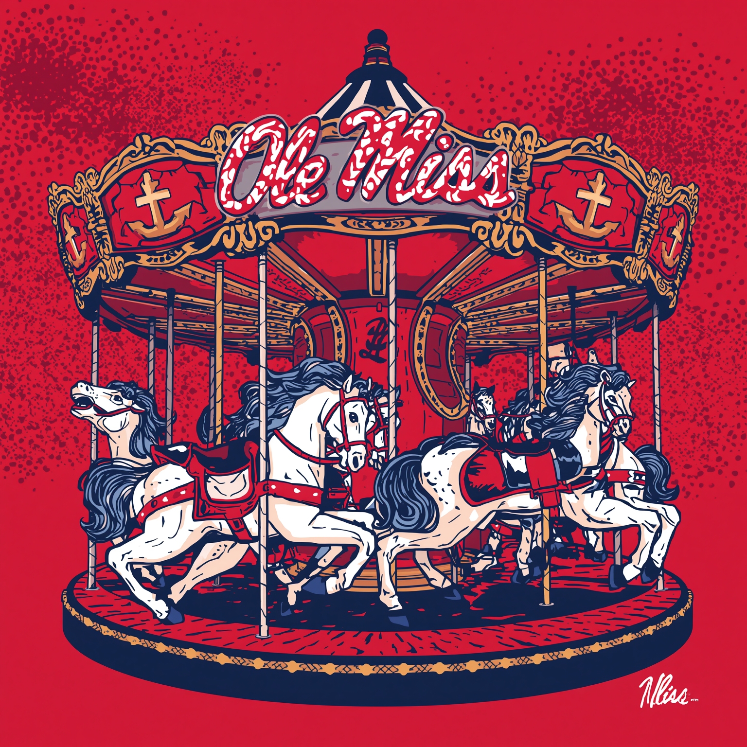 Kiffin's Season: Game Kickoff & Coaching Carousel - painting of Ole Miss Rebels football venue