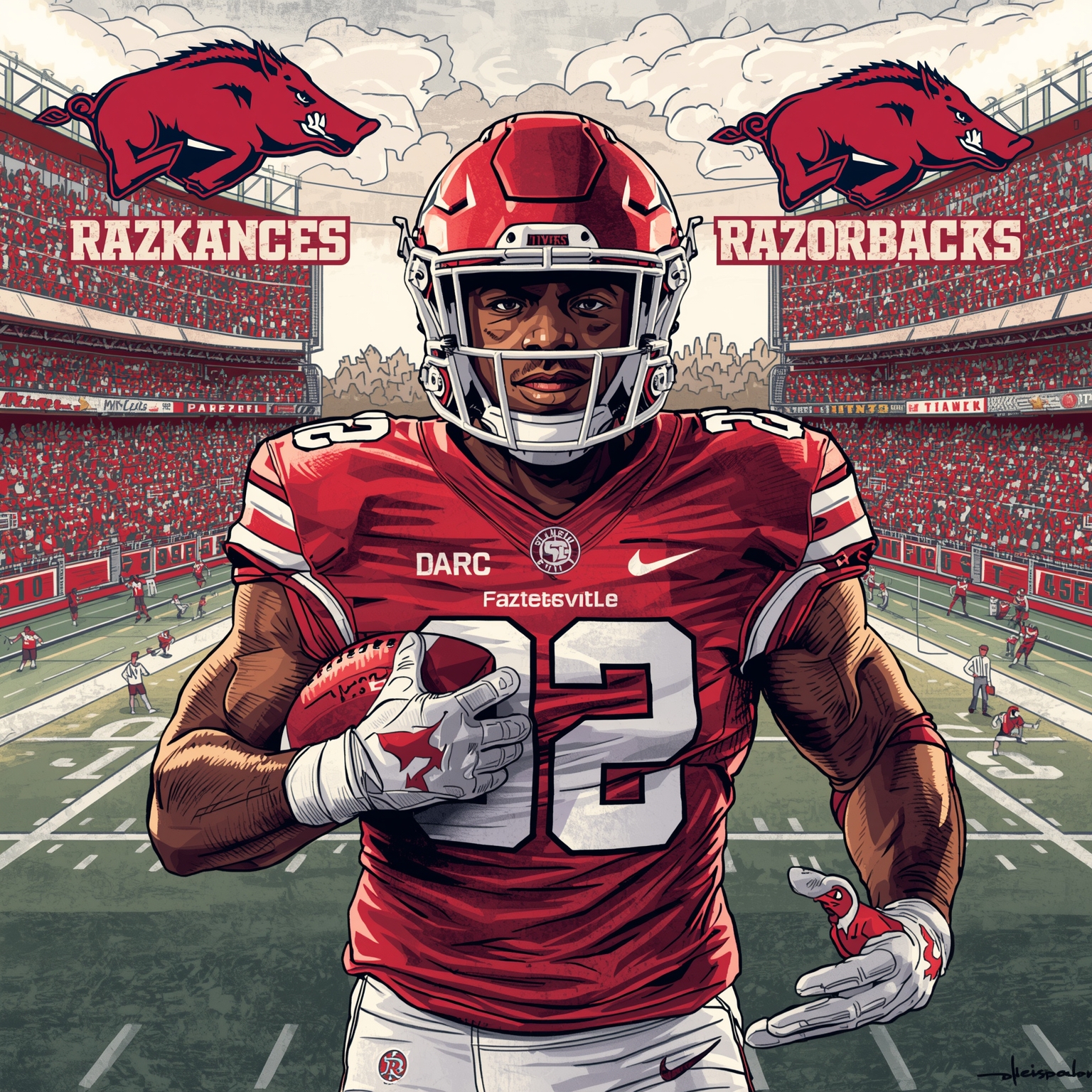 SEC Shake-Up: Who’s Next for the Razorbacks? - painting of Arkansas Razorbacks football venue