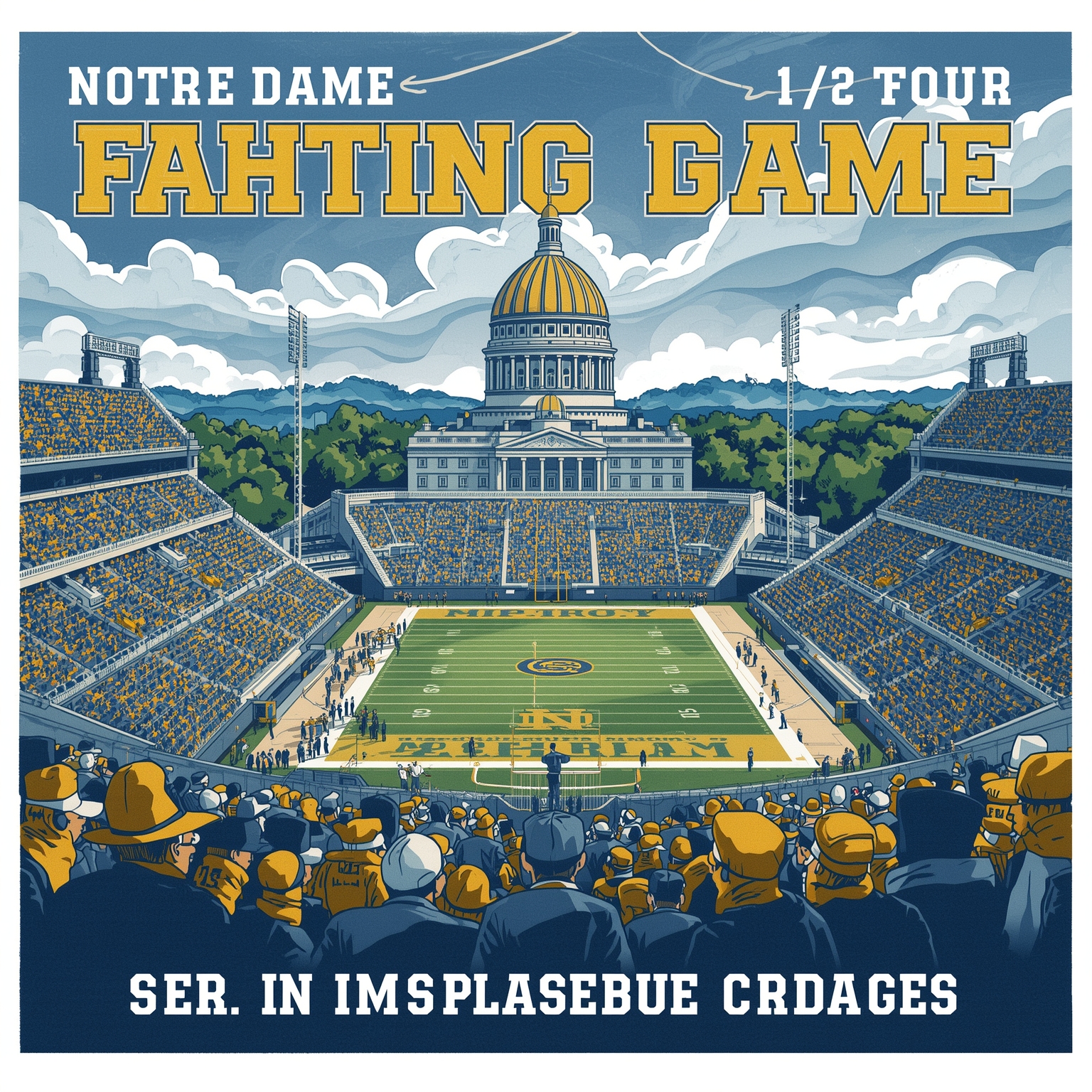 Irish Hoops and Gridiron: Season Kickoff Updates - painting of Notre Dame Fighting Irish football,basketball venue