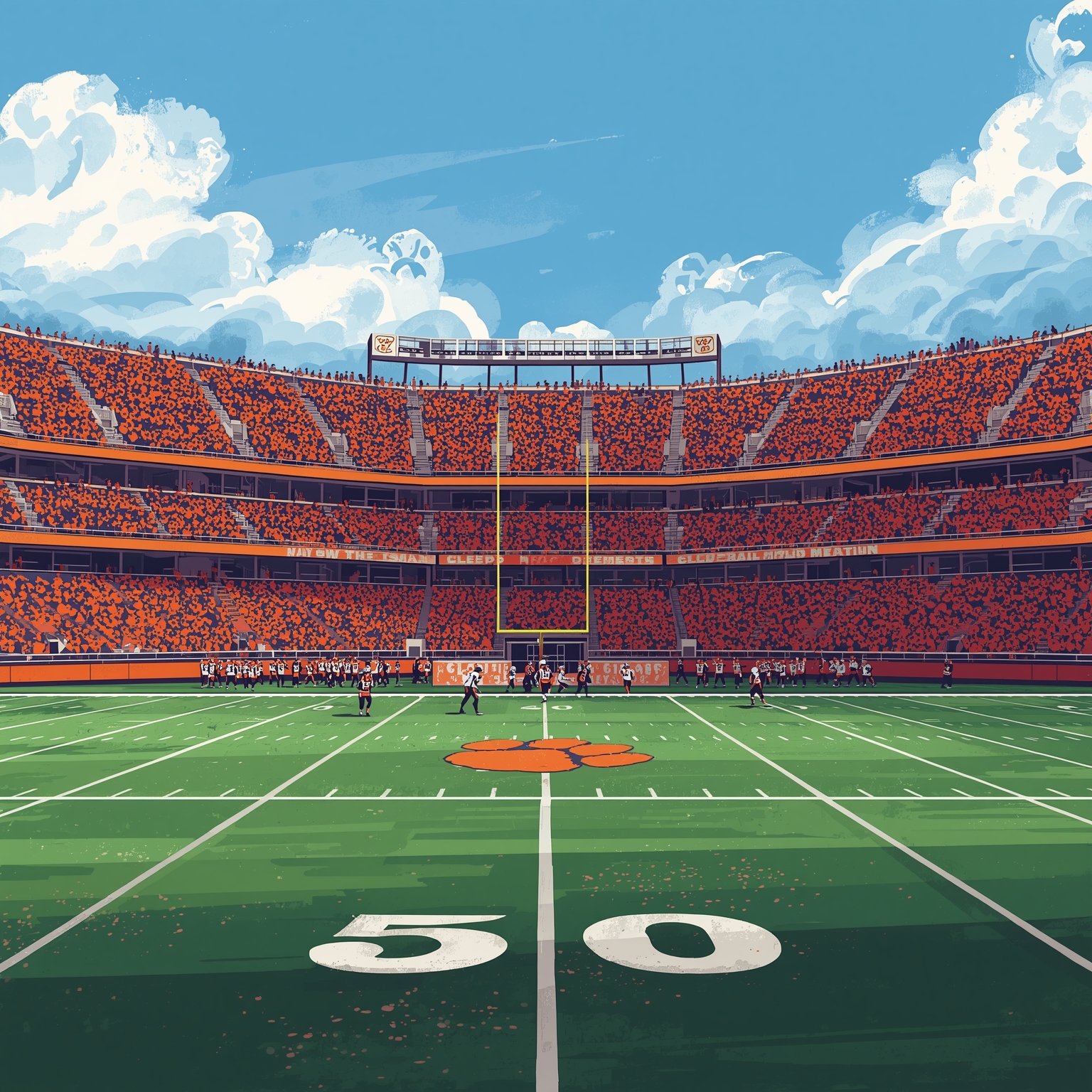 Defensive Return and QB Reflections for Palmetto Bowl - painting of Clemson Tigers football venue