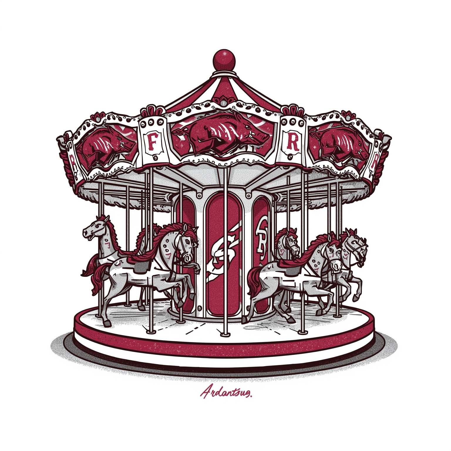 Arkansas Scrambles in SEC Coaching Carousel - painting of Arkansas Razorbacks football venue