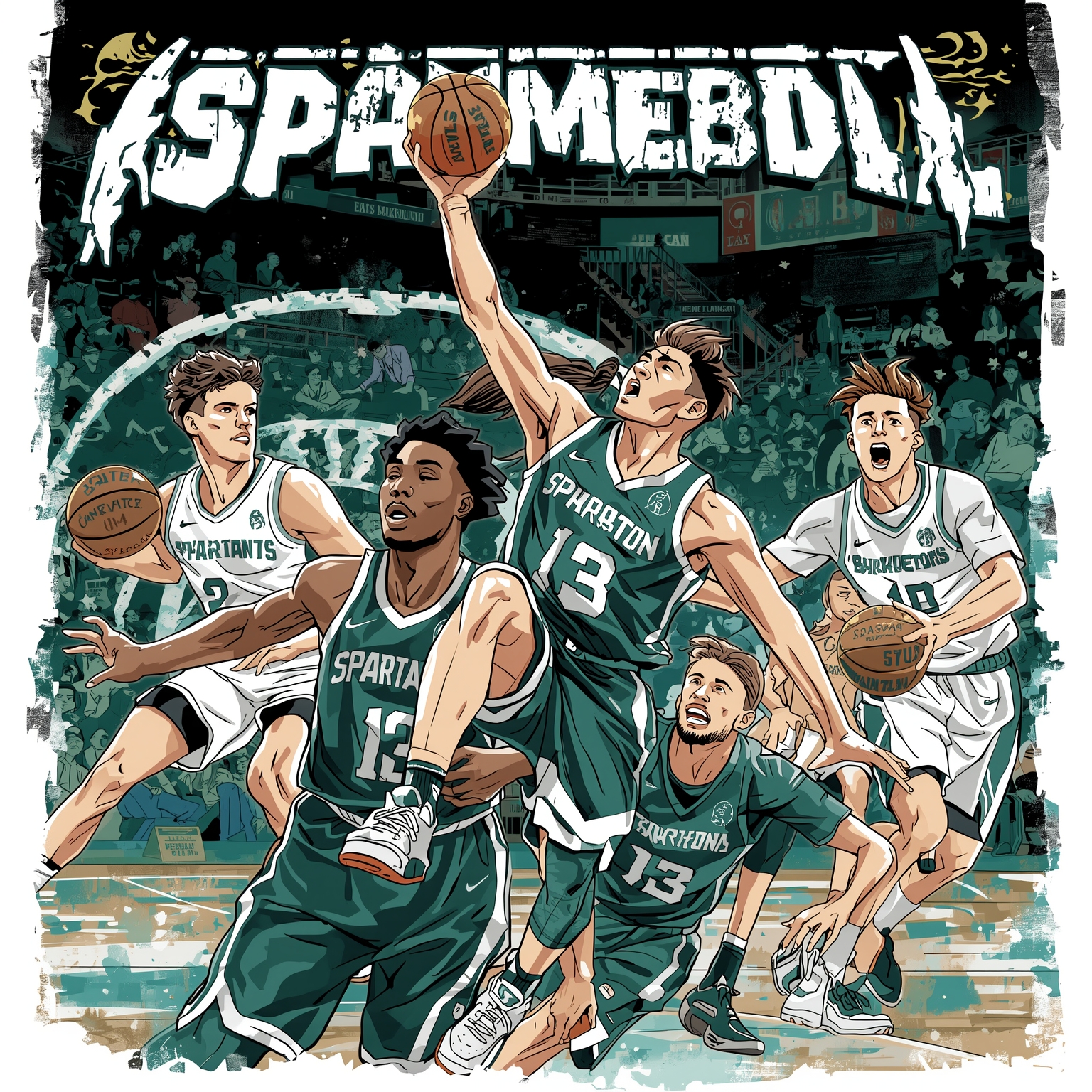 Spartans Set Sights on Soaring Championship Bid - painting of Michigan State Spartans basketball venue