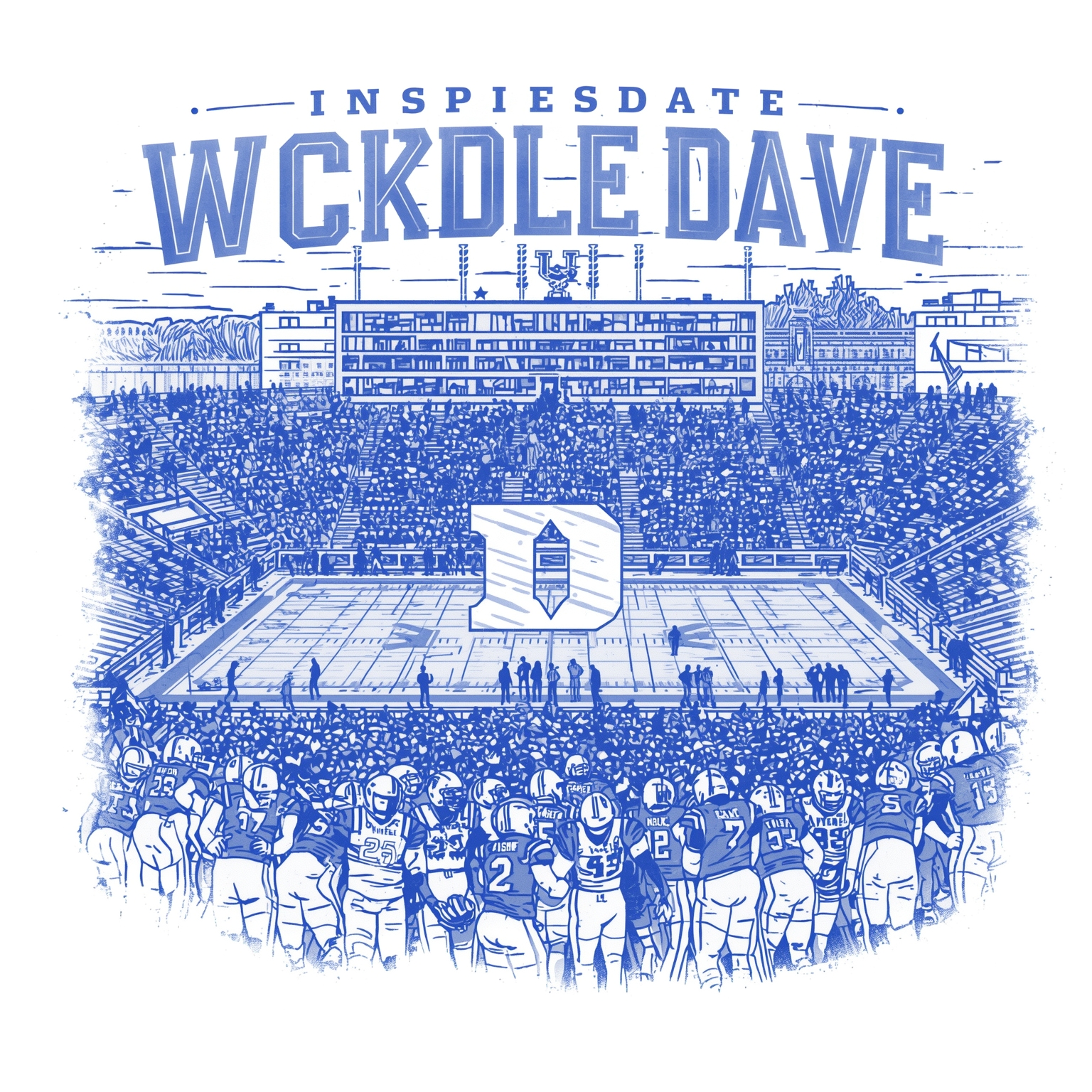 Duke Football Rivalry and Basketball Fixes - painting of Duke Blue Devils football,basketball venue