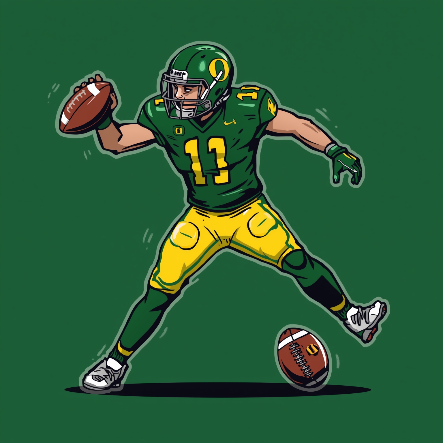 Ducks’ Victory: CCU Tees and Kicker MVP - painting of Oregon Ducks football venue