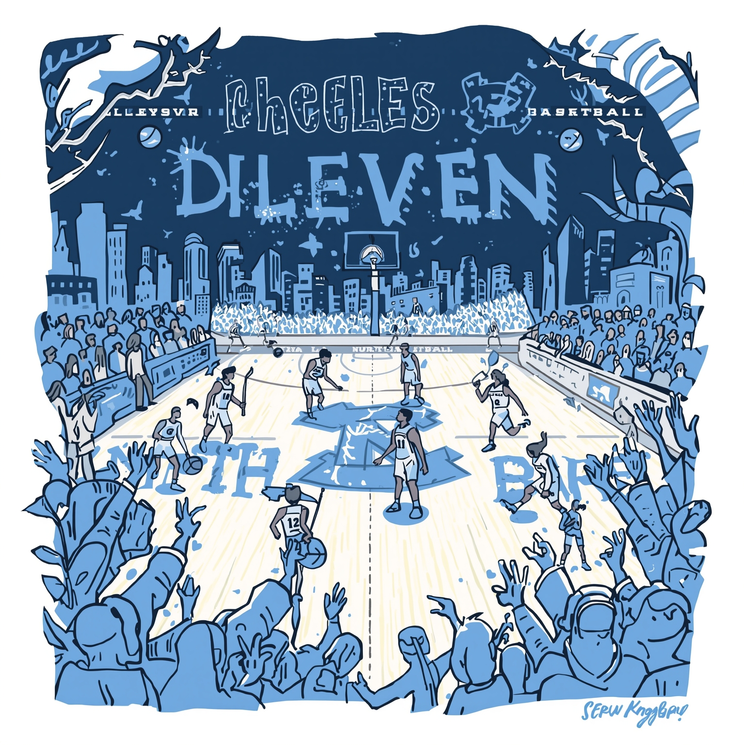 Tar Heels Unfiltered: Davis and Bogavac Lay It Bare - painting of North Carolina Tar Heels basketball venue