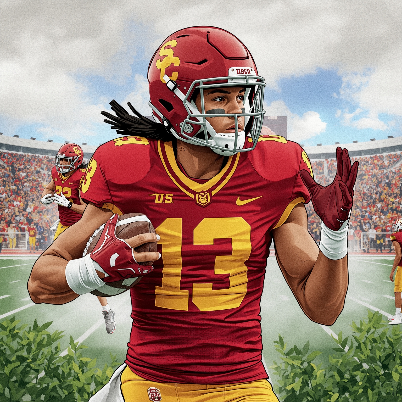 USC Trojans: Recruiting Battles and Underrated Gems - painting of USC Trojans football venue