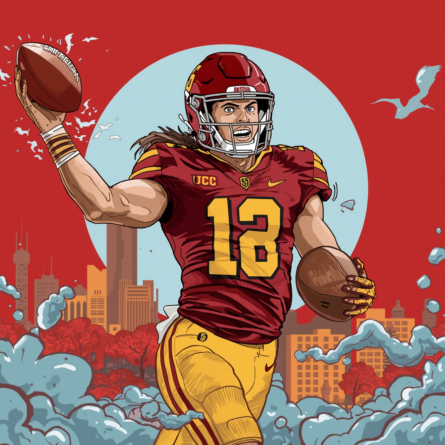USC’s Final Push to Poach Ohio State Receiver - painting of USC Trojans football venue