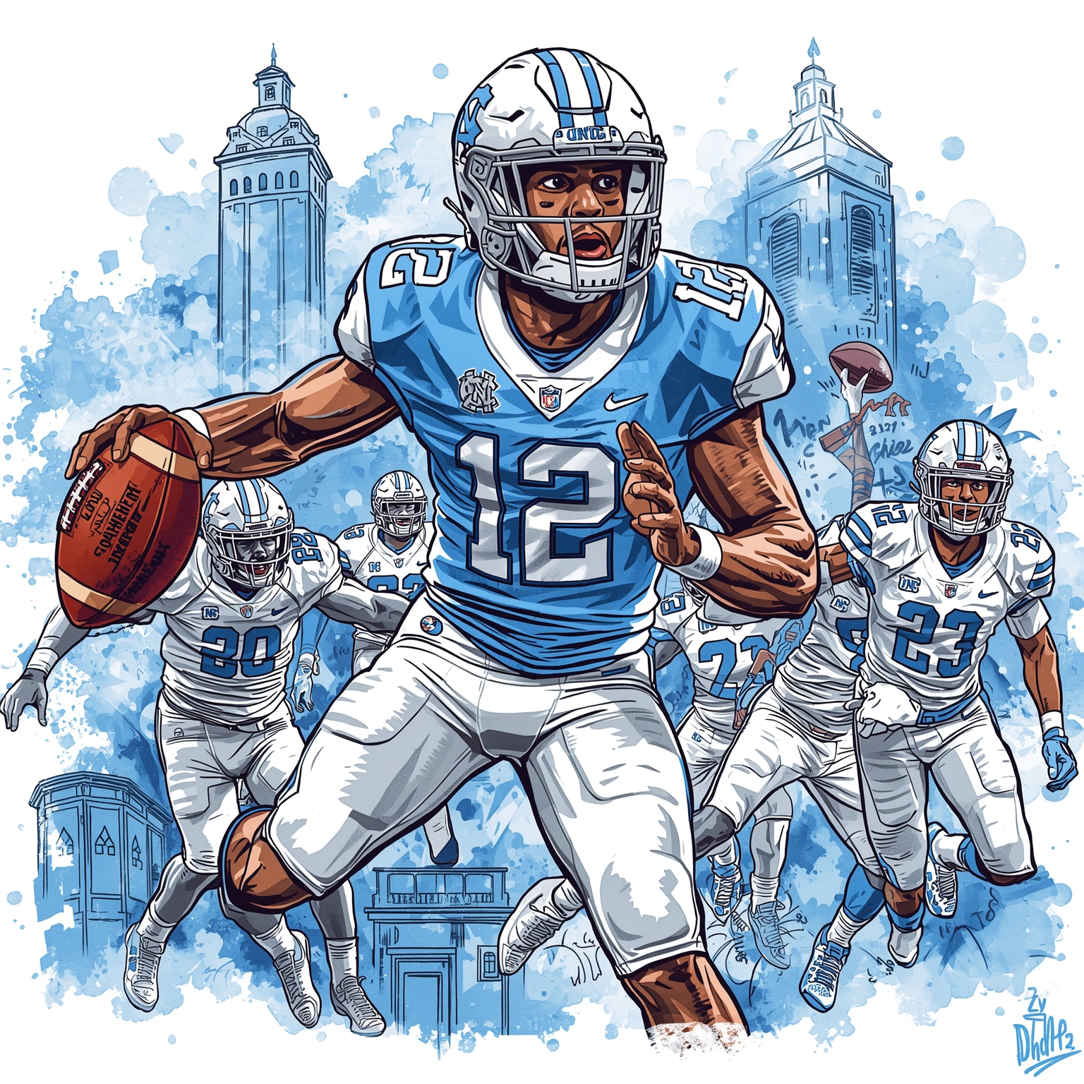 UNC’s Football Finances to Basketball Rebounds - painting of North Carolina Tar Heels football,basketball venue