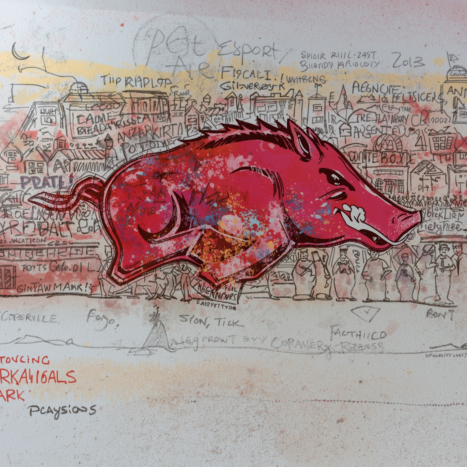 Silverfield’s Press Conference Delay Sparks Hogs Recruits - painting of Arkansas Razorbacks football venue
