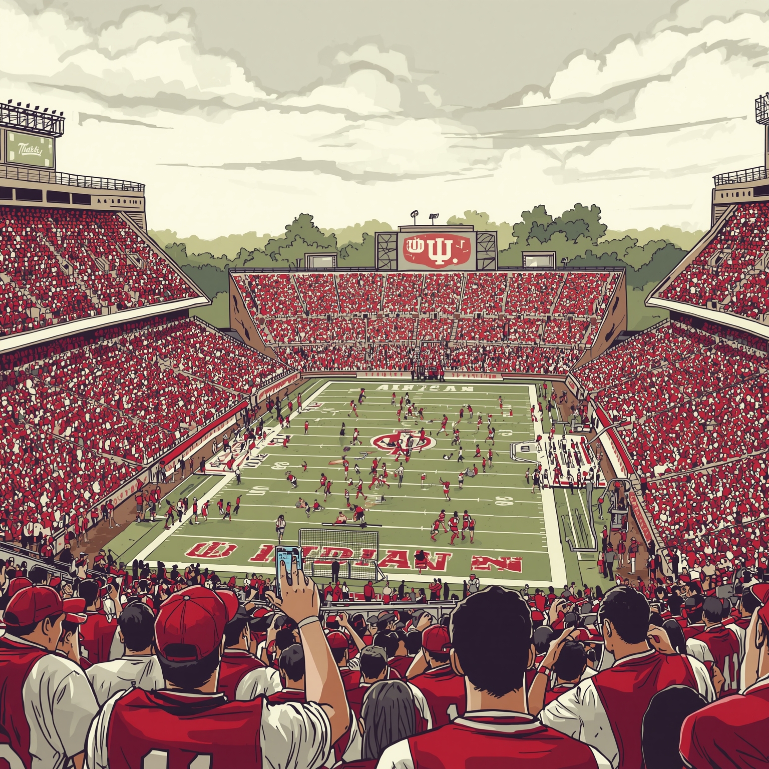 Hoosiers vs. Buckeyes: Clash of Undefeated Titans - painting of Indiana Hoosiers football venue