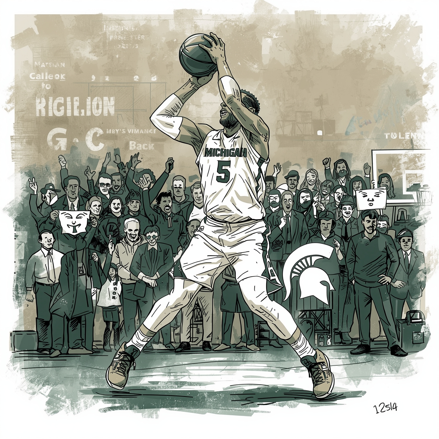 MSU's Cold Loss to Duke Sparks Social Media Outcry - painting of Michigan State Spartans basketball venue