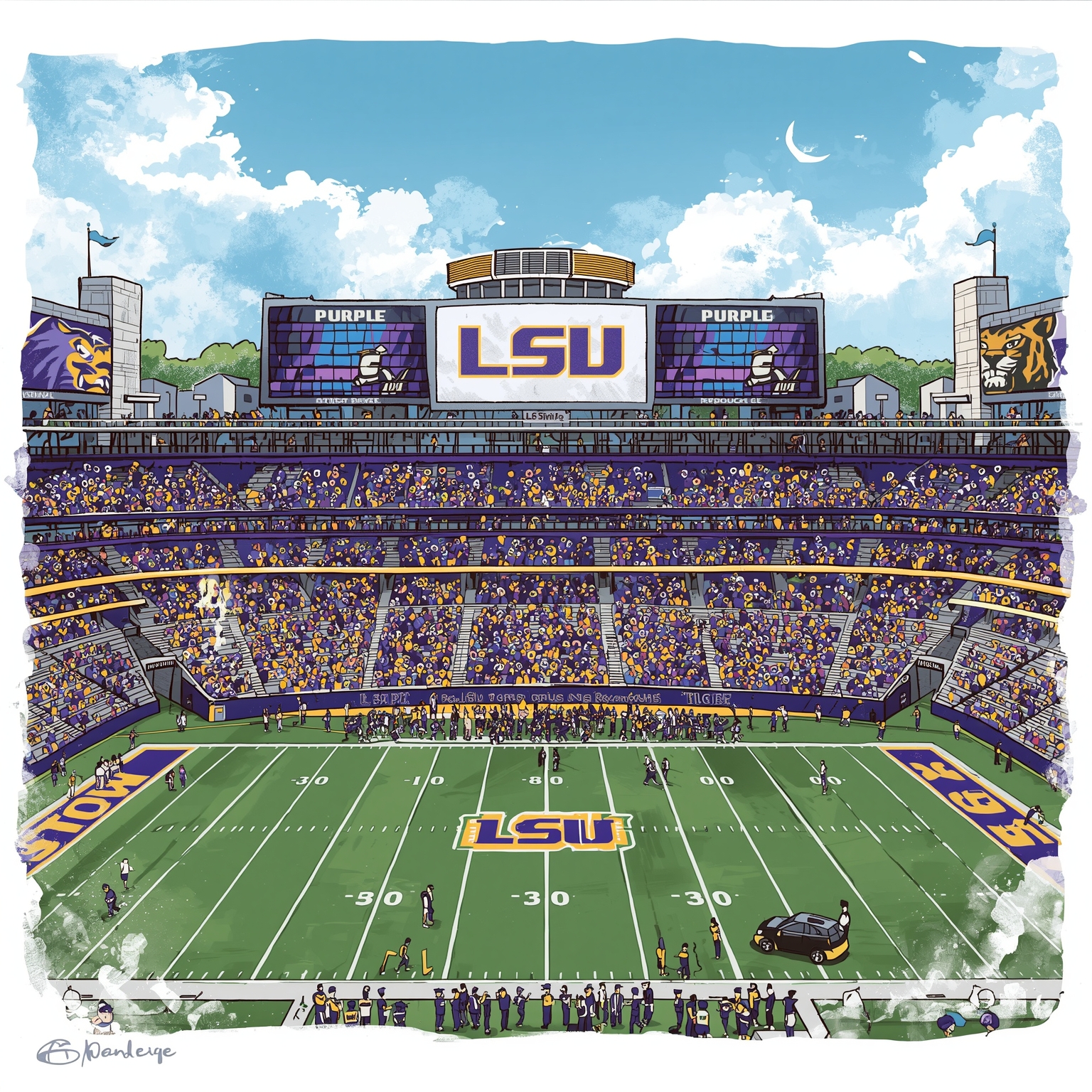 LSU Football Shakeup: Contracts, Staff & Coaching Moves - painting of LSU Tigers football venue