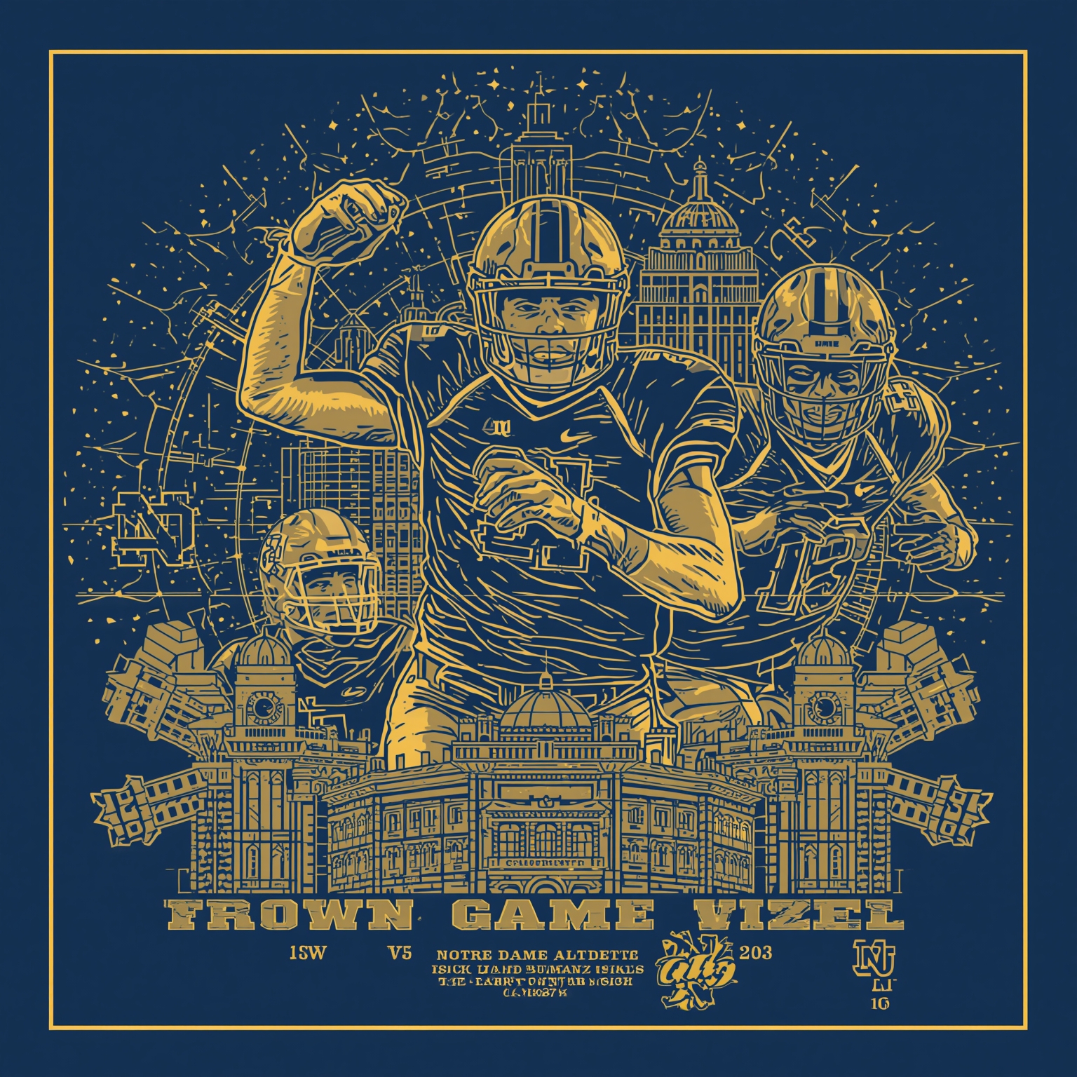 Irish Aim for Playoffs and Craft QB Blueprint - painting of Notre Dame Fighting Irish football venue