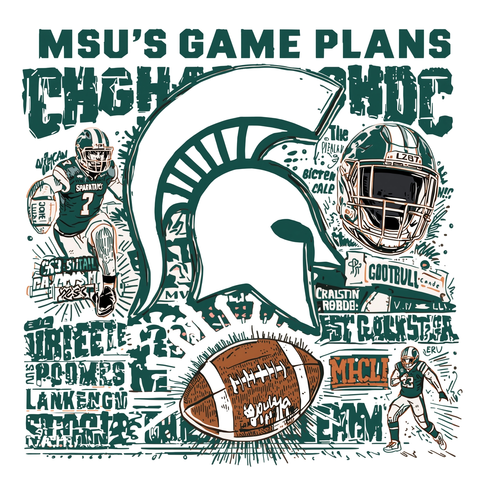 MSU's Game Plans: From Football Fits to Basketball Bites - painting of Michigan State Spartans basketball, football venue