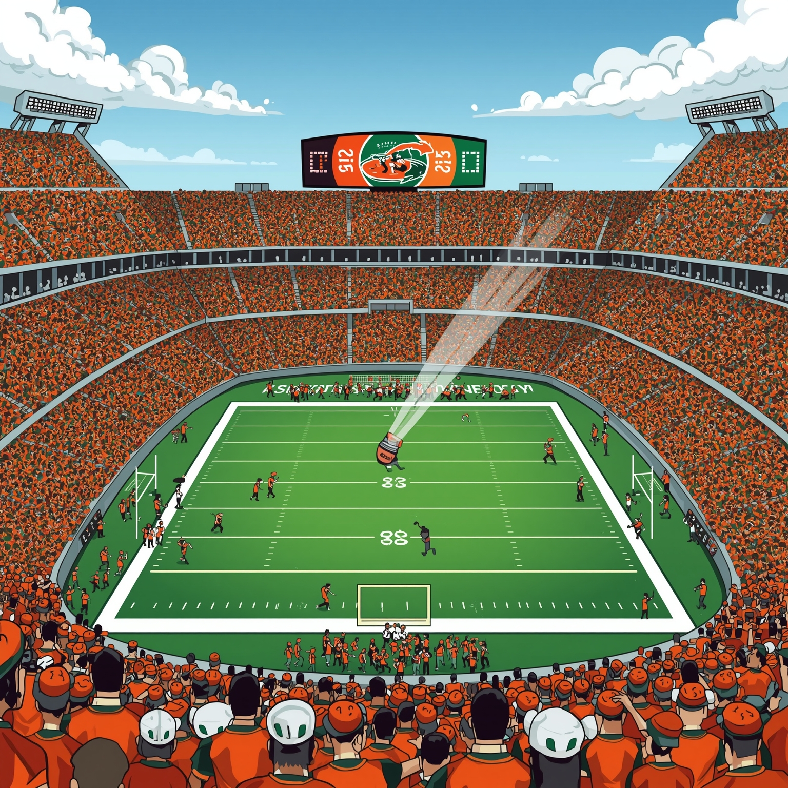 Miami vs Texas A&M: Playoff Rematch and History - painting of Miami Hurricanes football venue
