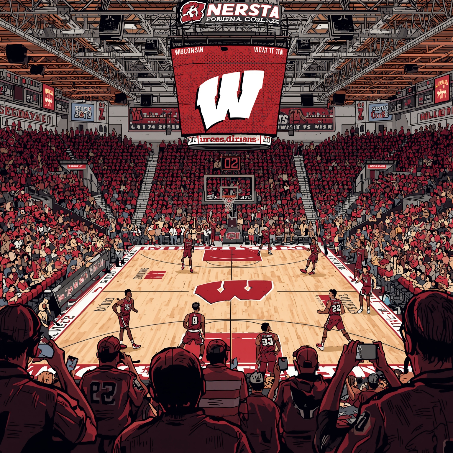Wisconsin Badgers’ Home Dominance and Marquette Beatdown - painting of Wisconsin Badgers basketball venue